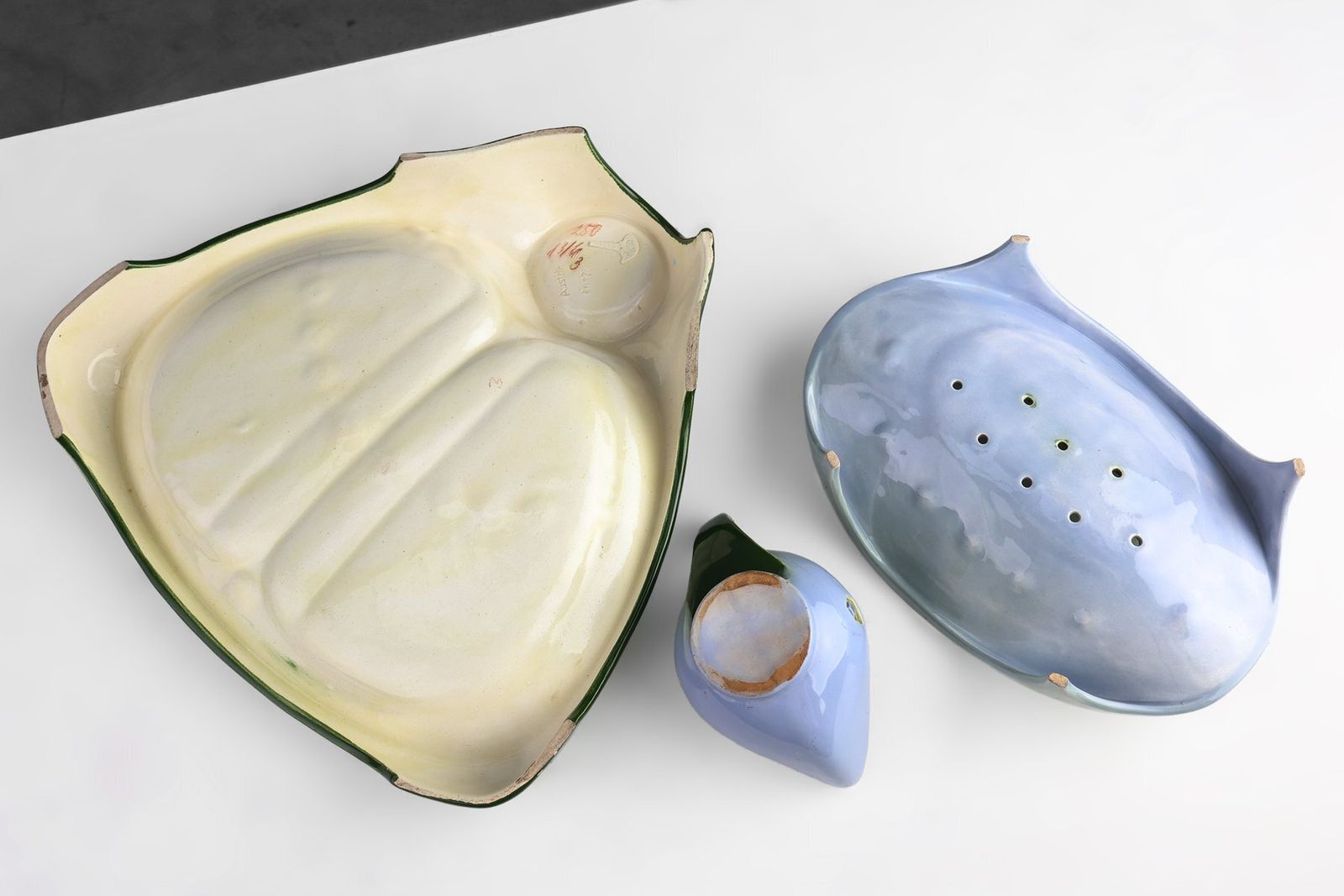 Home Decor Art Nouveau Ceramic Asparagus Set By Julius Dessler, Austria, 1900s, Set Of 3 photo