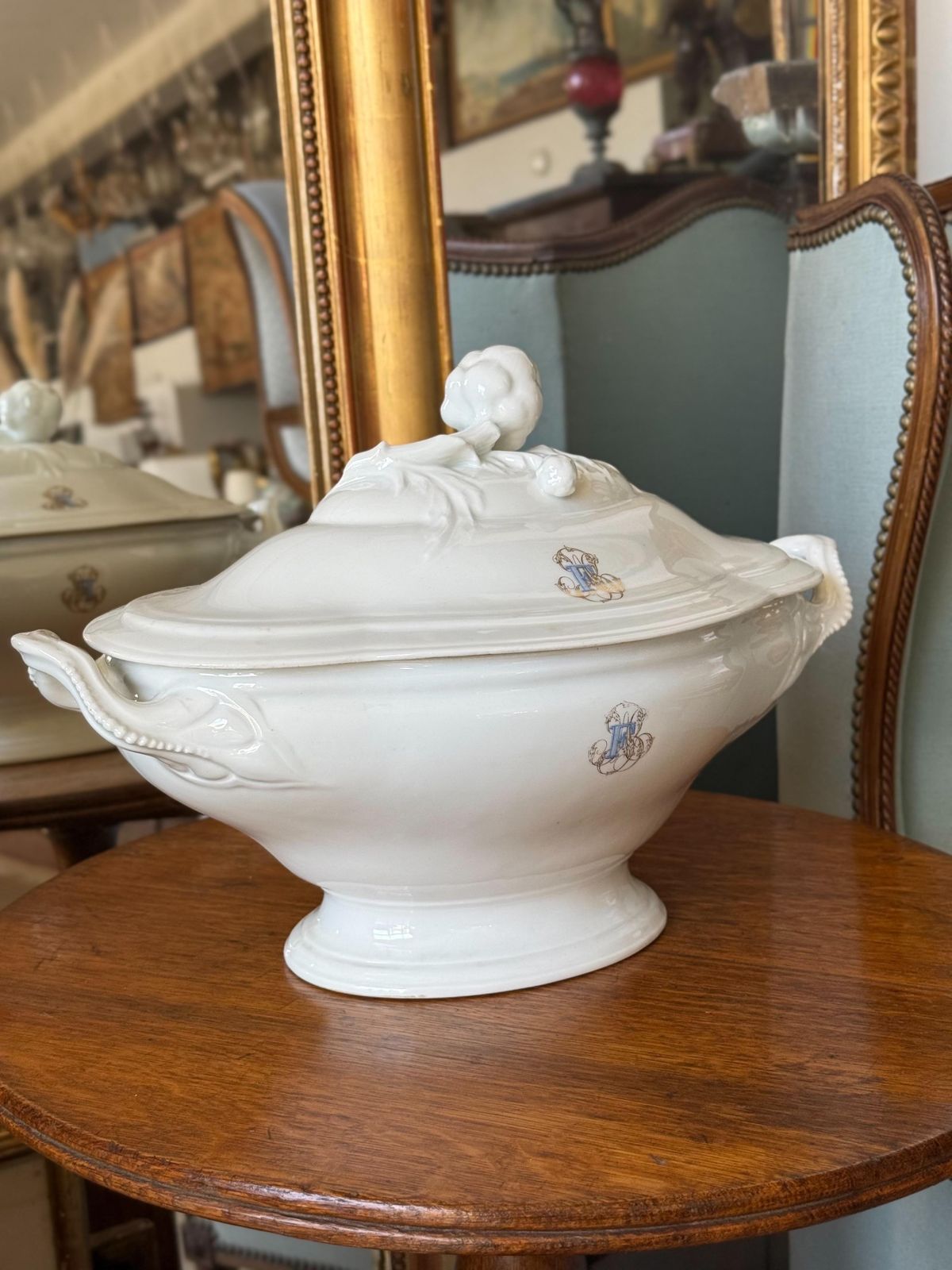 19th Century Large French Porcelain Tureen, Blanc Marseille photo for sale
