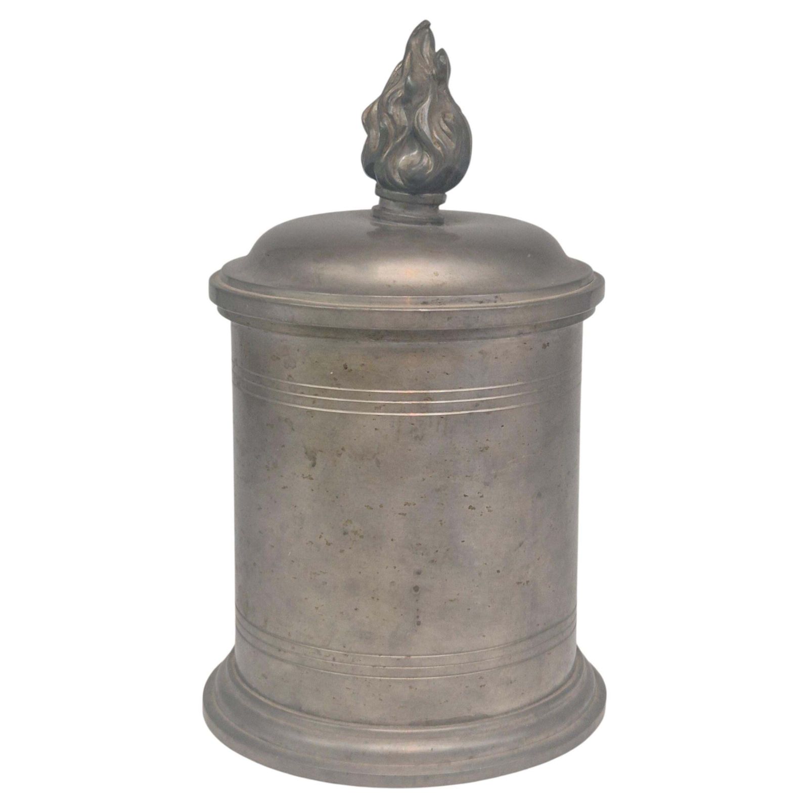 Rare Swedish Grace Lid Box In Pewter With Decor Of Flame By Sylvia Stave, Cgh.