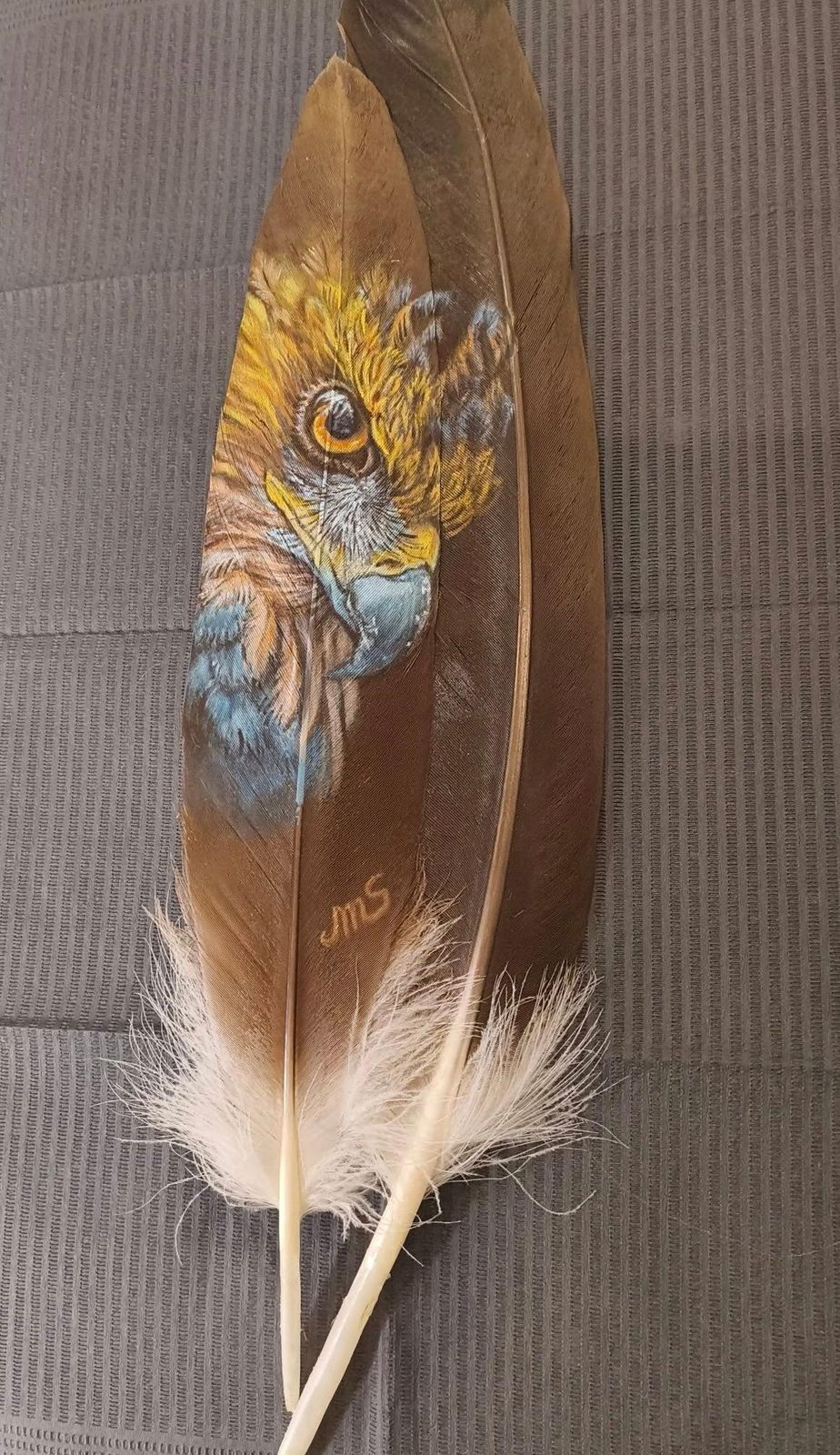 Sandra Melinsandra Melin Rapace Acrylic On Black Turkey Feather 20242023 photo for sale