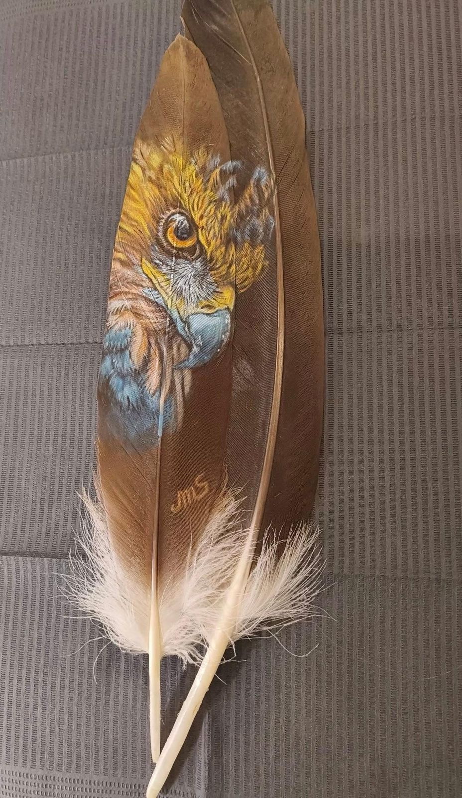 Sandra Melinsandra Melin Rapace Acrylic On Black Turkey Feather 20242023 photo Art