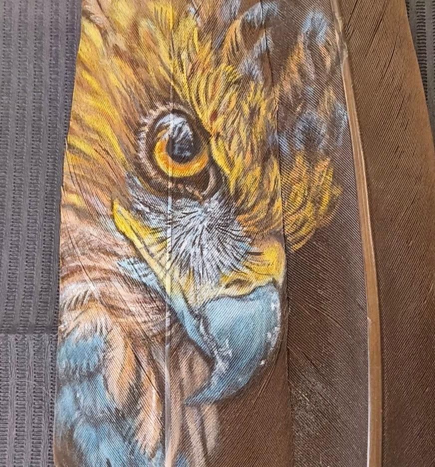 Sandra Melinsandra Melin Rapace Acrylic On Black Turkey Feather 20242023 photo 339.0
