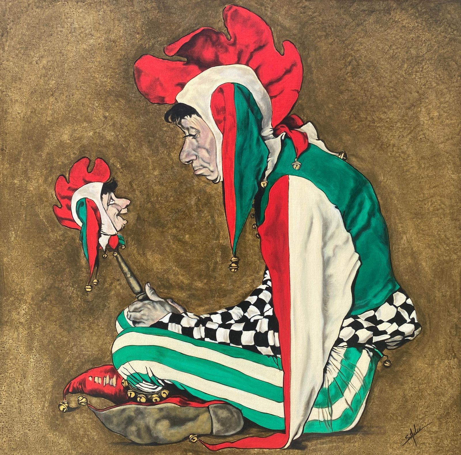 Sandra Melinsandra Melin The Jester Based On Norman Rockwell Acrylic On Canvas2023 photo for sale