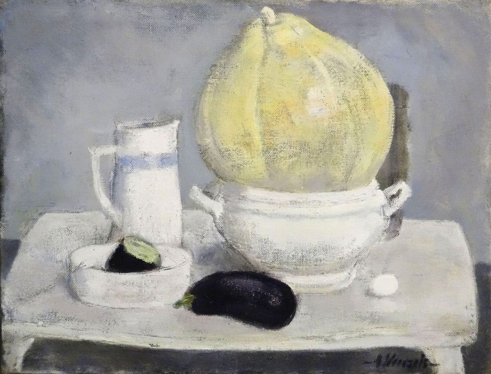 Imants Vecozolsstill Life With Pumpkin And Aubergine. Oil On Canvas, 62x80 Cm2010