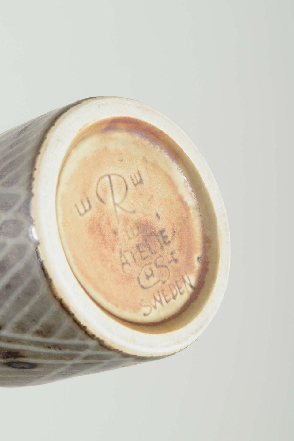 Carl Harry Stålhane For Rörstrand. Cylindrical Stoneware Vase With Brown Glaze. photo Home Decor