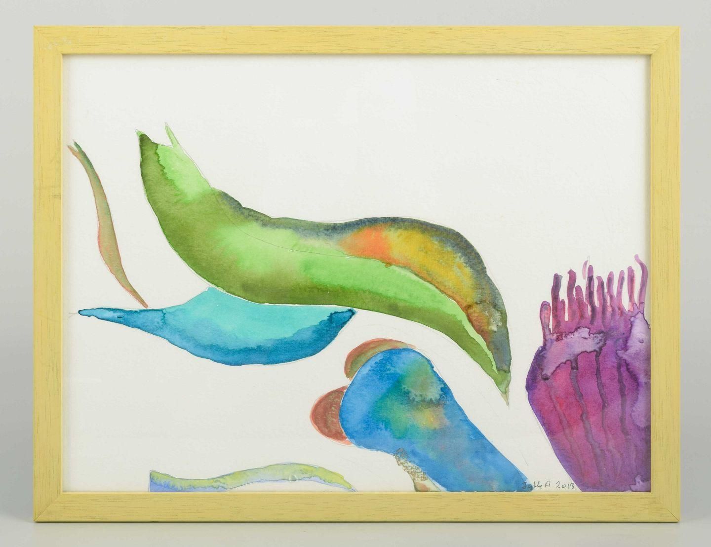 Jytte Abildstrøm, Danish Artist. Watercolor On Paper. Abstract Composition. photo furniture