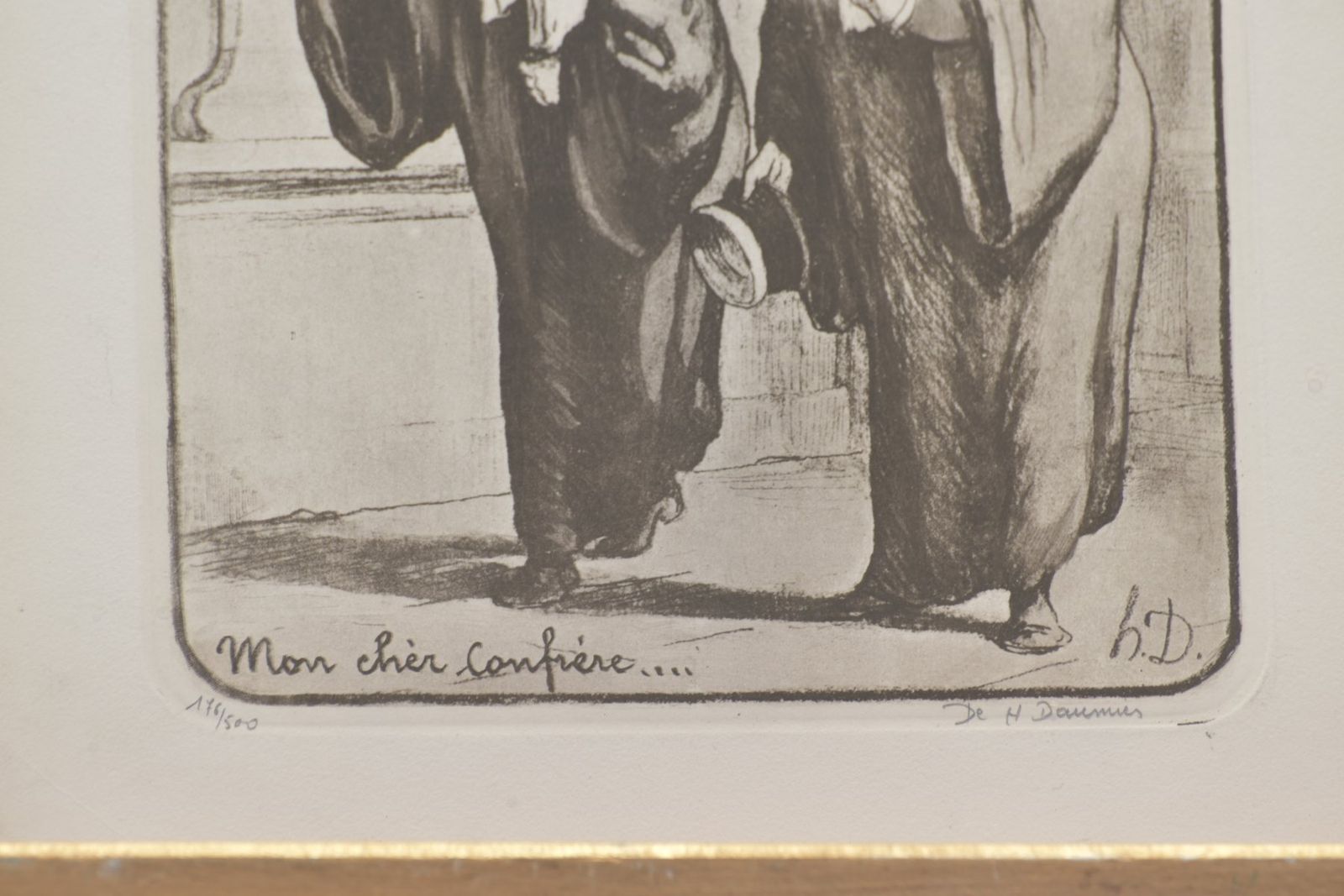 Mon Chere Confrere, Honore Daumier, Circa 1855, Lithograph Signed Under Glass From The Series Le Gens Du Justice photo Art