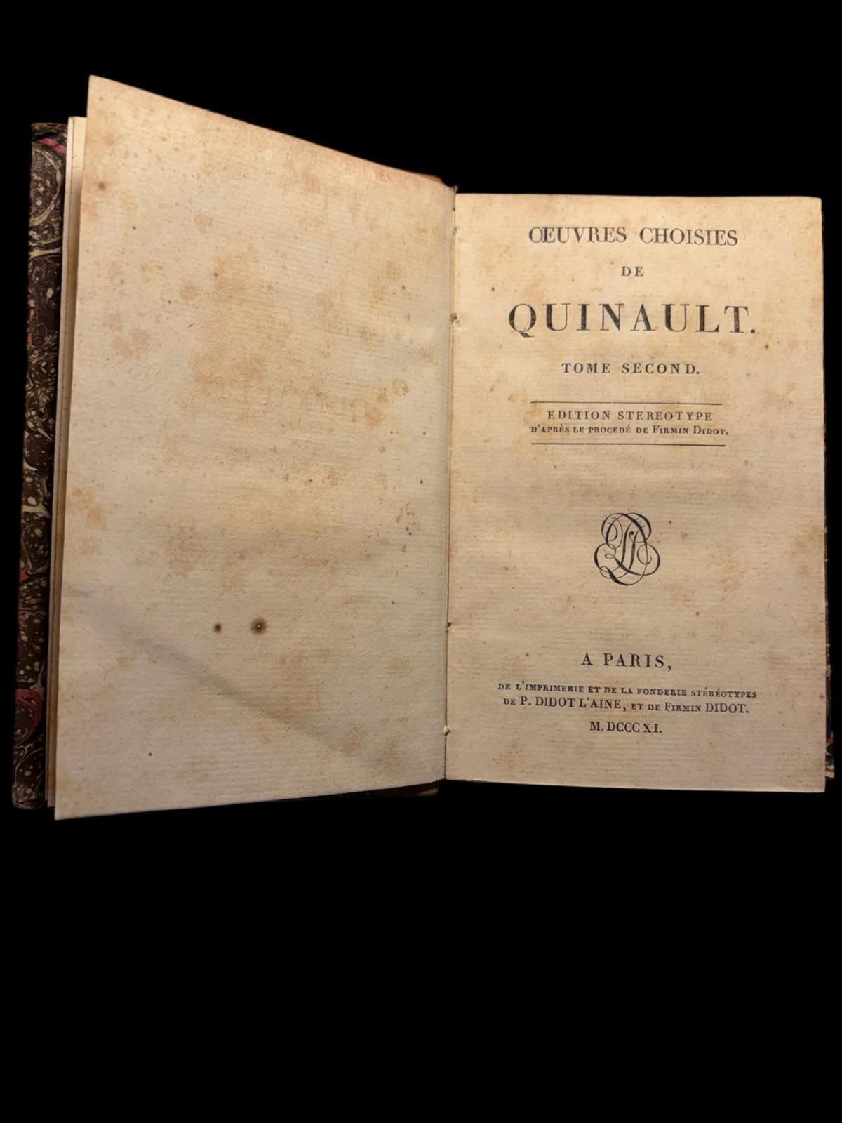 Quinault   Oeuvres Choisies   Tome Second   Paris, 1801   Didot Edition   Leathe photo 160.0