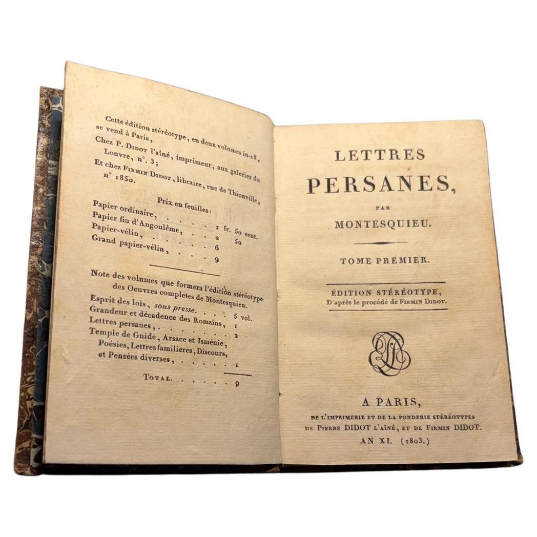 Montesquieu   Lettres Persanes   Complete Set   Paris, 1803   Pierre & Firmin Di