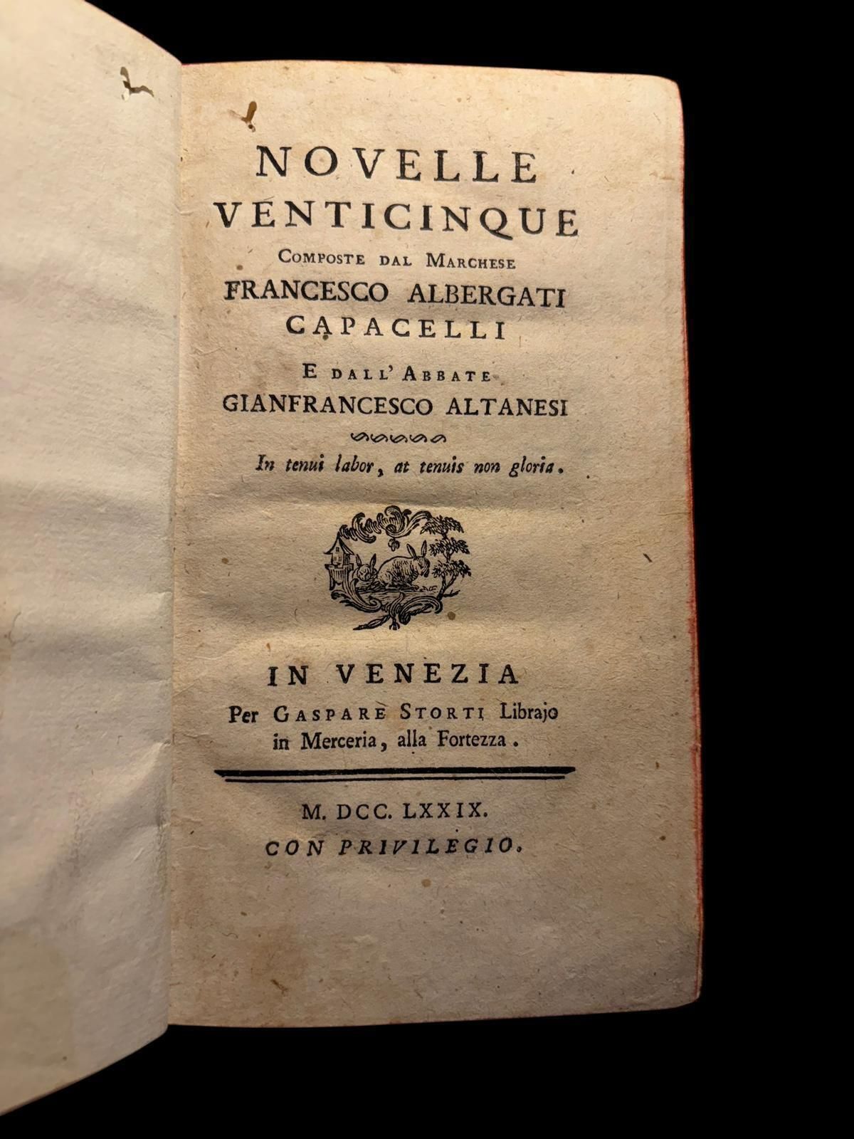 Francesco Albergati Capecelatro   Novelle Veneziane, Venice 1779 photo vintage