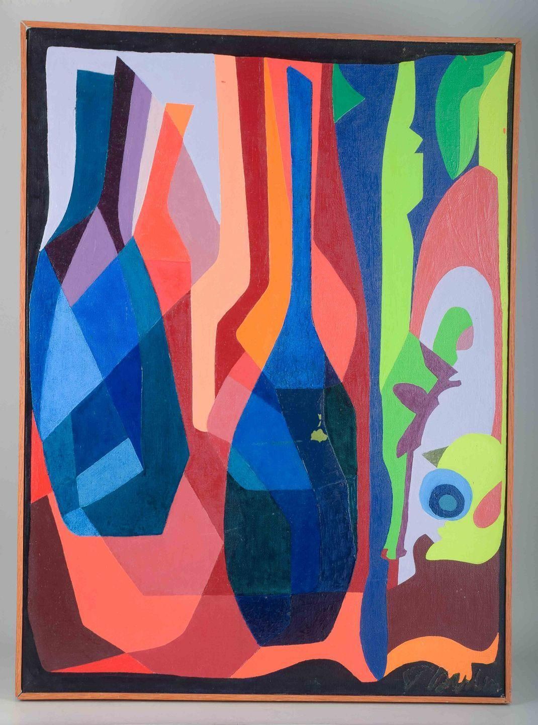 Tord Petter Berlin, Swedish Artist. Oil On Canvas. Abstract Composition. photo furniture