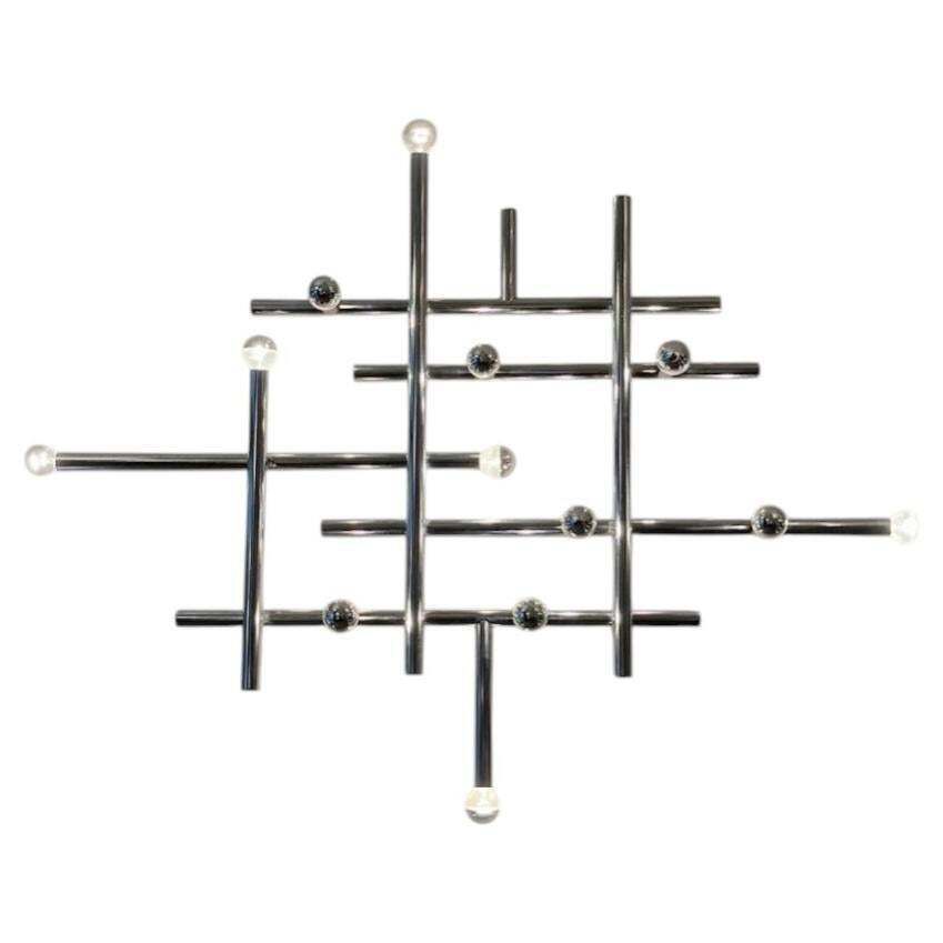 Wall Or Ceiliing Chrome Tubular Lamp By Temde Lightings In Switzerland Ca. 1970s