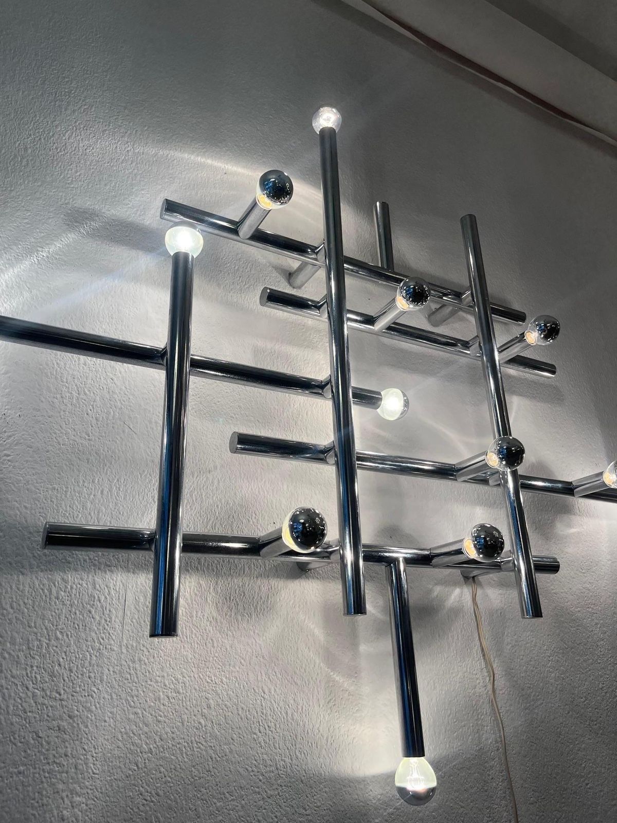 Wall Or Ceiliing Chrome Tubular Lamp By Temde Lightings In Switzerland Ca. 1970s photo Lighting