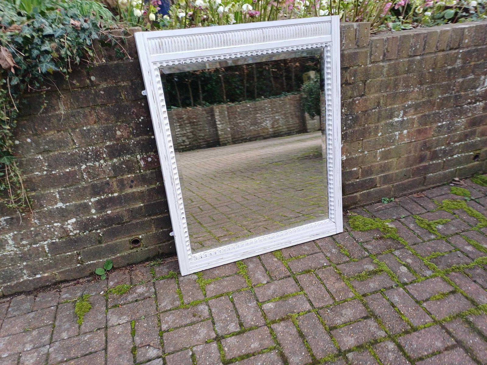 Outstanding Massive Early 20th Century French Hardwood Over Mantel Mirror With Original Bevelled Glass Farrow & Ball photo buy