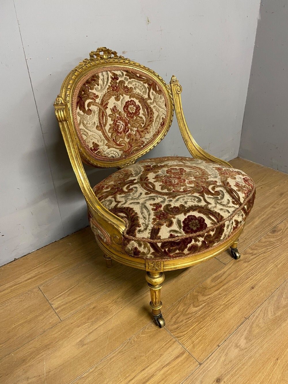 C19th Carved Giltwood Nursing Chair photo for sale