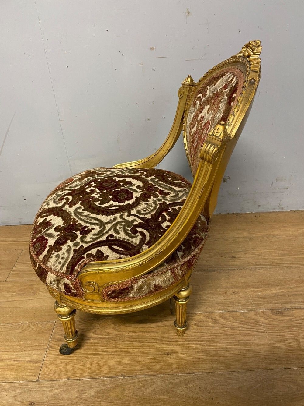 C19th Carved Giltwood Nursing Chair photo vintage