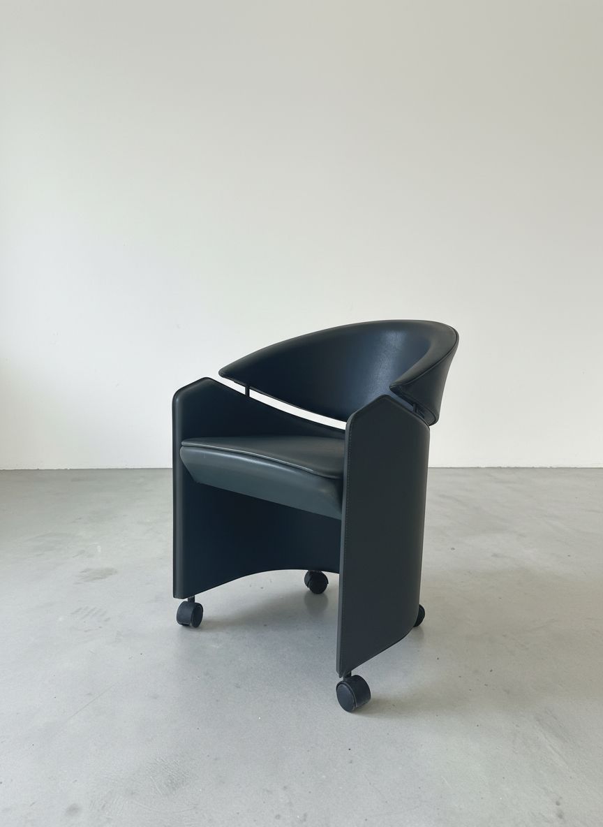 Italiaanse Leren Fauteuil Op Wieltjes Van Matteo Grassi, Jaren 1990 photo 504.0