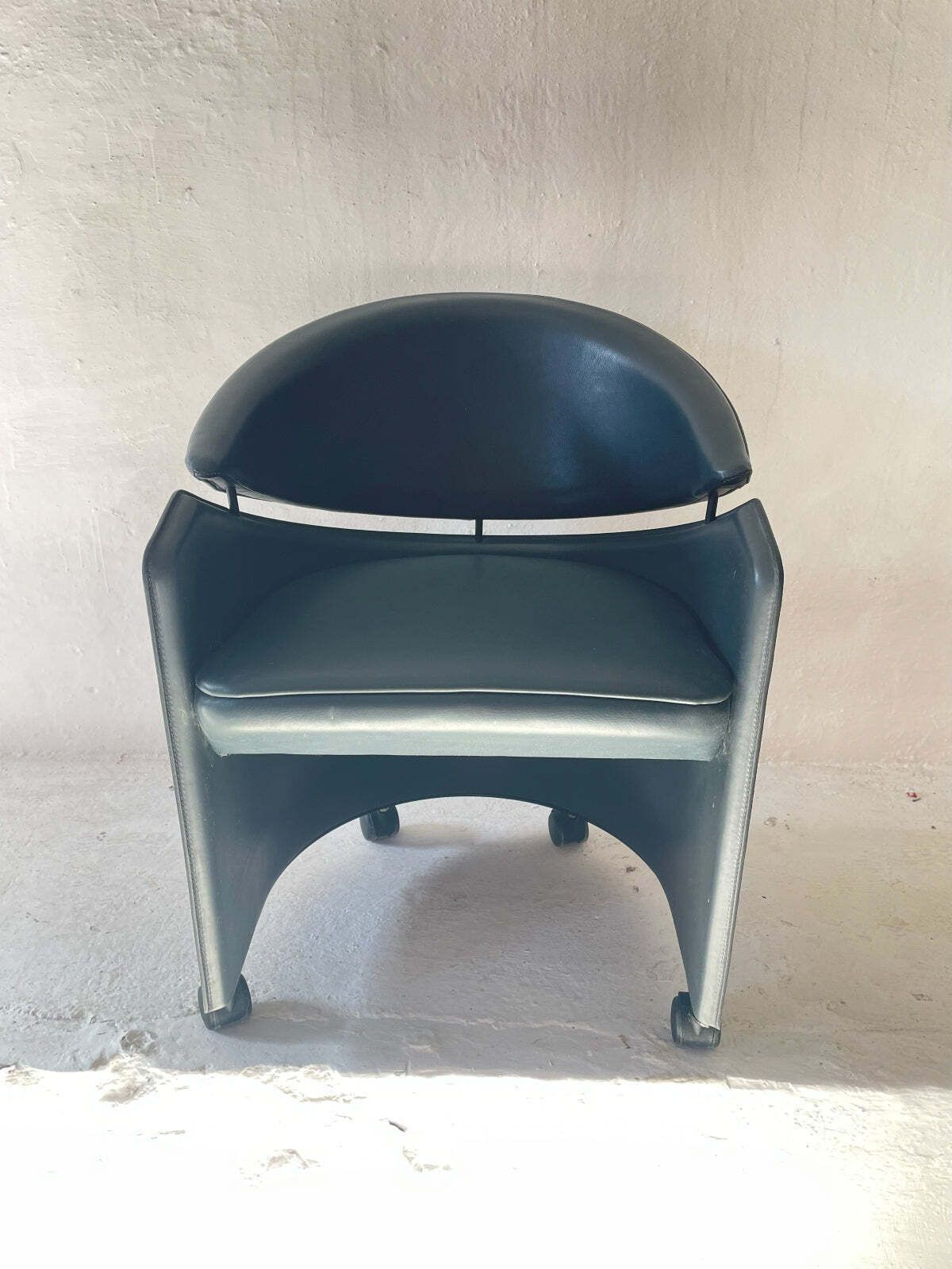 photo furniture Italian Leather Armchair On Casters By Matteo Grassi, 1990s