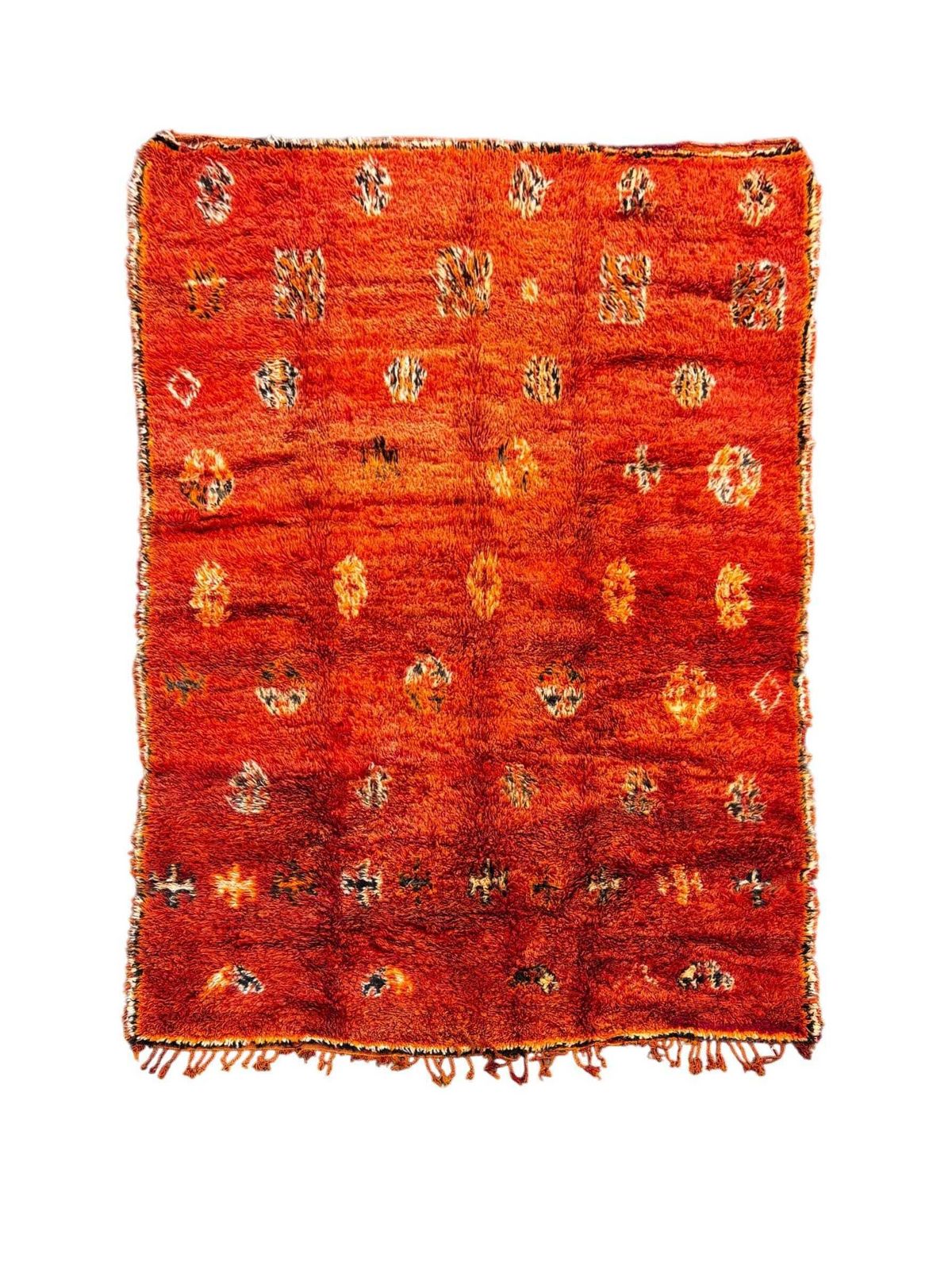 Mid Century Modern Orange Moroccan Rug 210x300 Cm – Red Wool Area Rug – Handmade Berber Carpet – Authentic Boujad Atlas Rug photo furniture