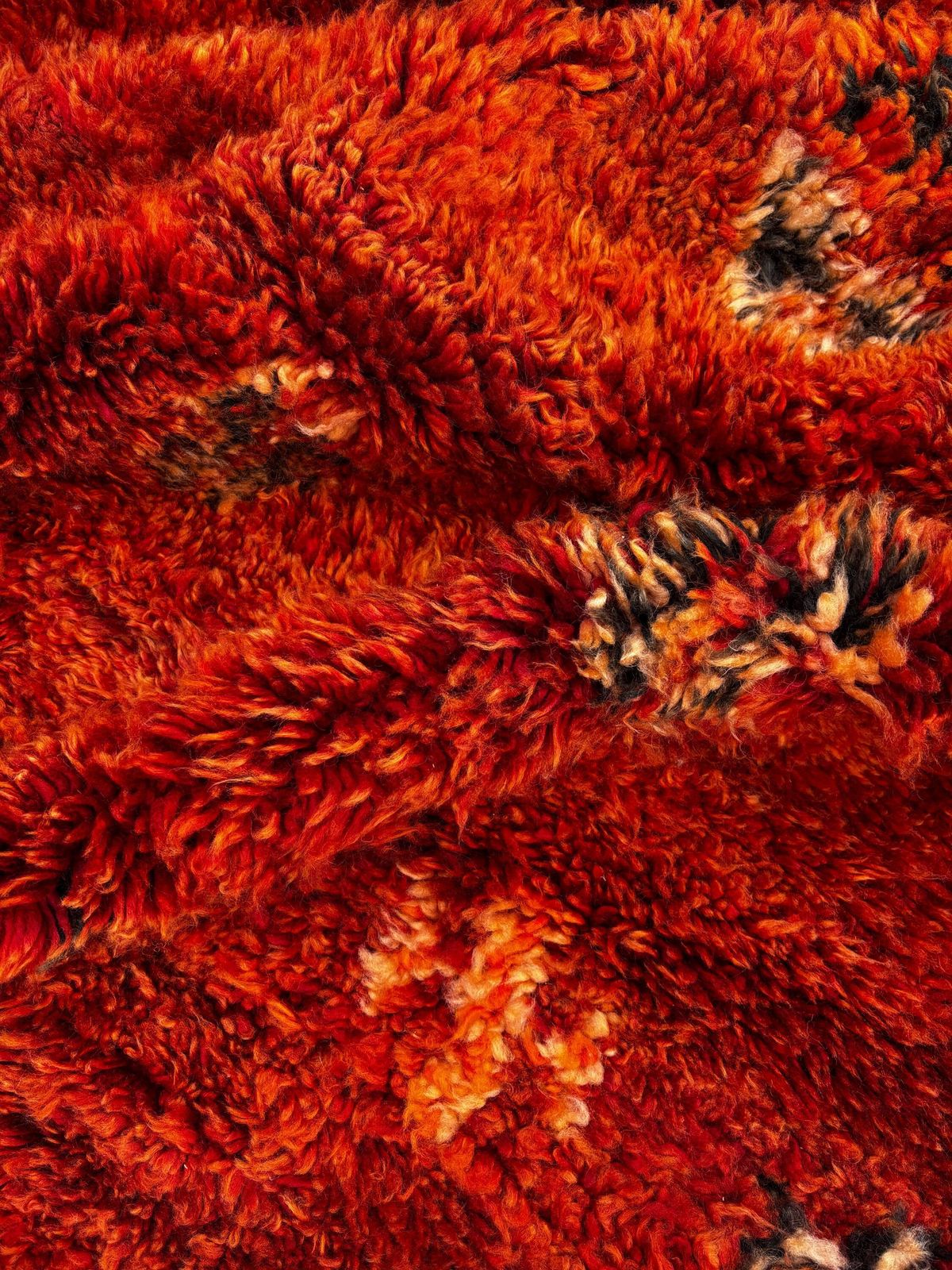 Mid Century Modern Orange Moroccan Rug 210x300 Cm – Red Wool Area Rug – Handmade Berber Carpet – Authentic Boujad Atlas Rug photo Textiles