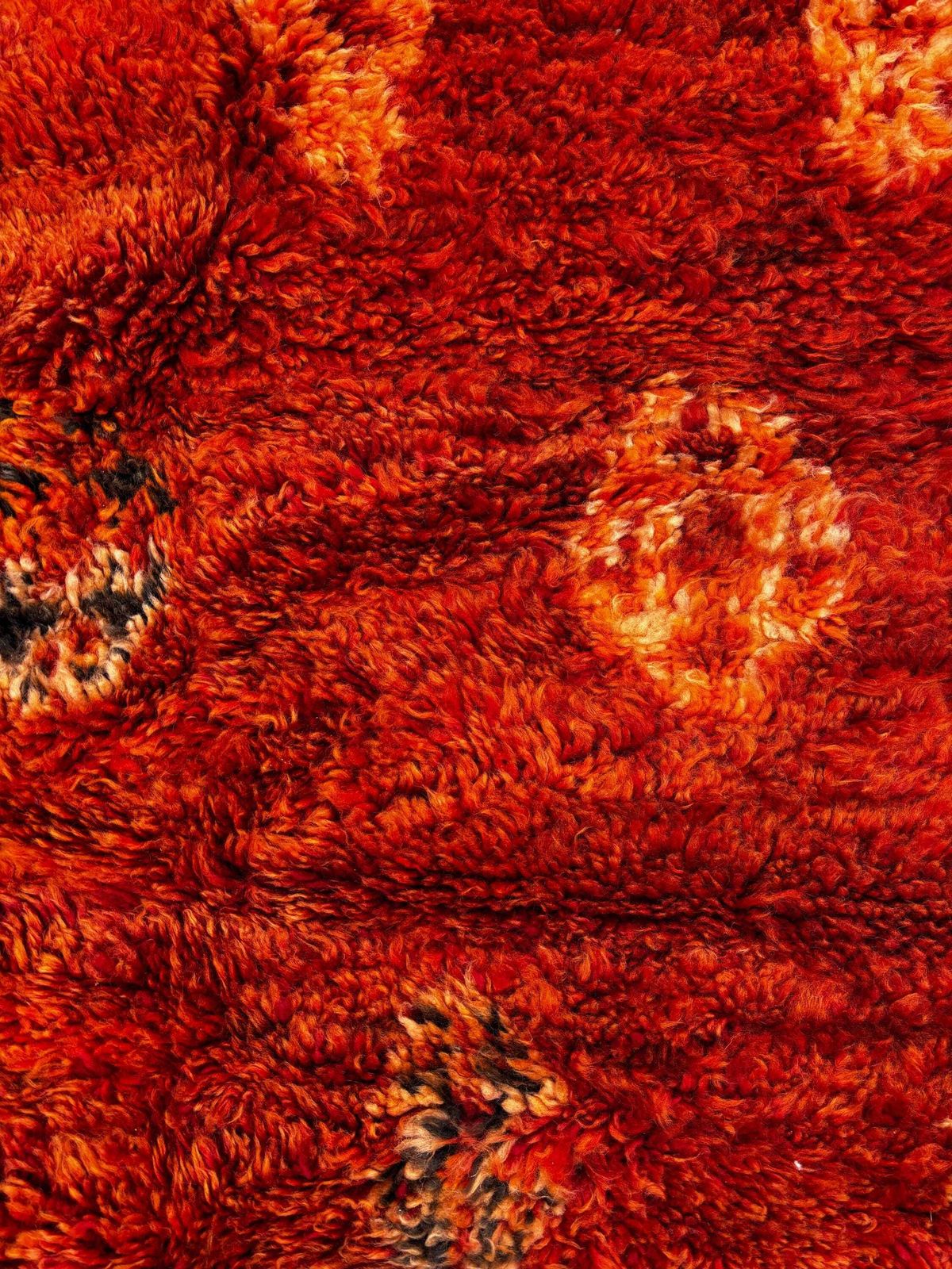 Mid Century Modern Orange Moroccan Rug 210x300 Cm – Red Wool Area Rug – Handmade Berber Carpet – Authentic Boujad Atlas Rug photo 1635.0