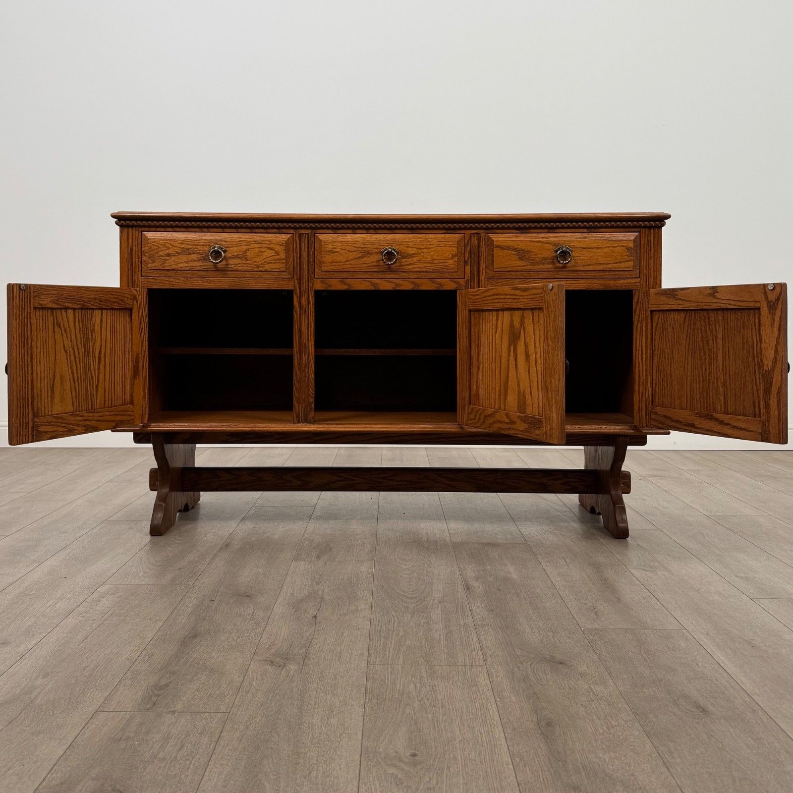 Antique 20th Century Fine Quality Golden Oak Sideboard ( Af 5292 ) photo furniture