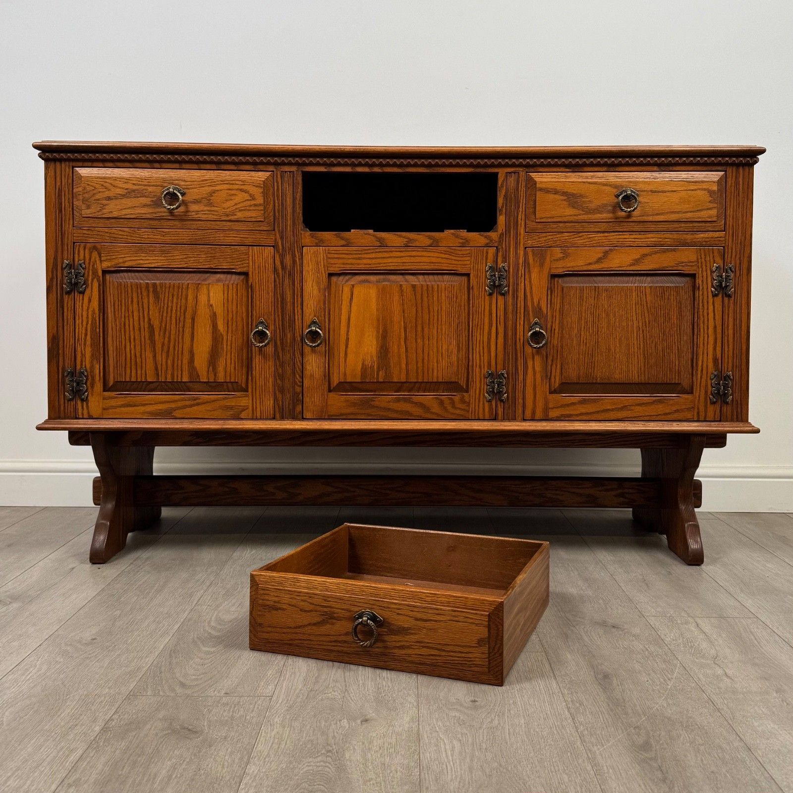 Furniture Antique 20th Century Fine Quality Golden Oak Sideboard ( Af 5292 ) photo