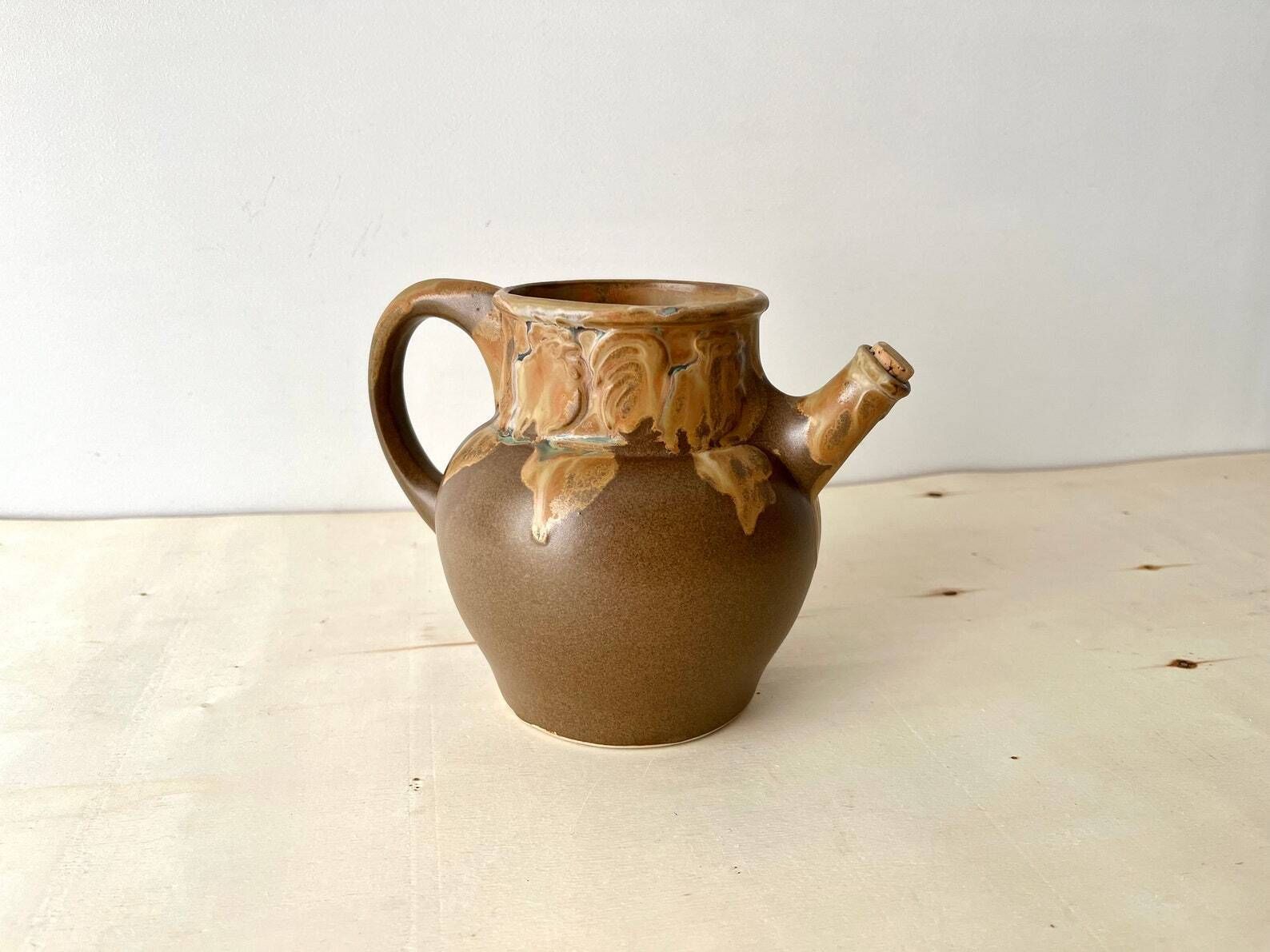 Denbac French Stoneware Pitcher, Roosters Pitcher, French Ceramic