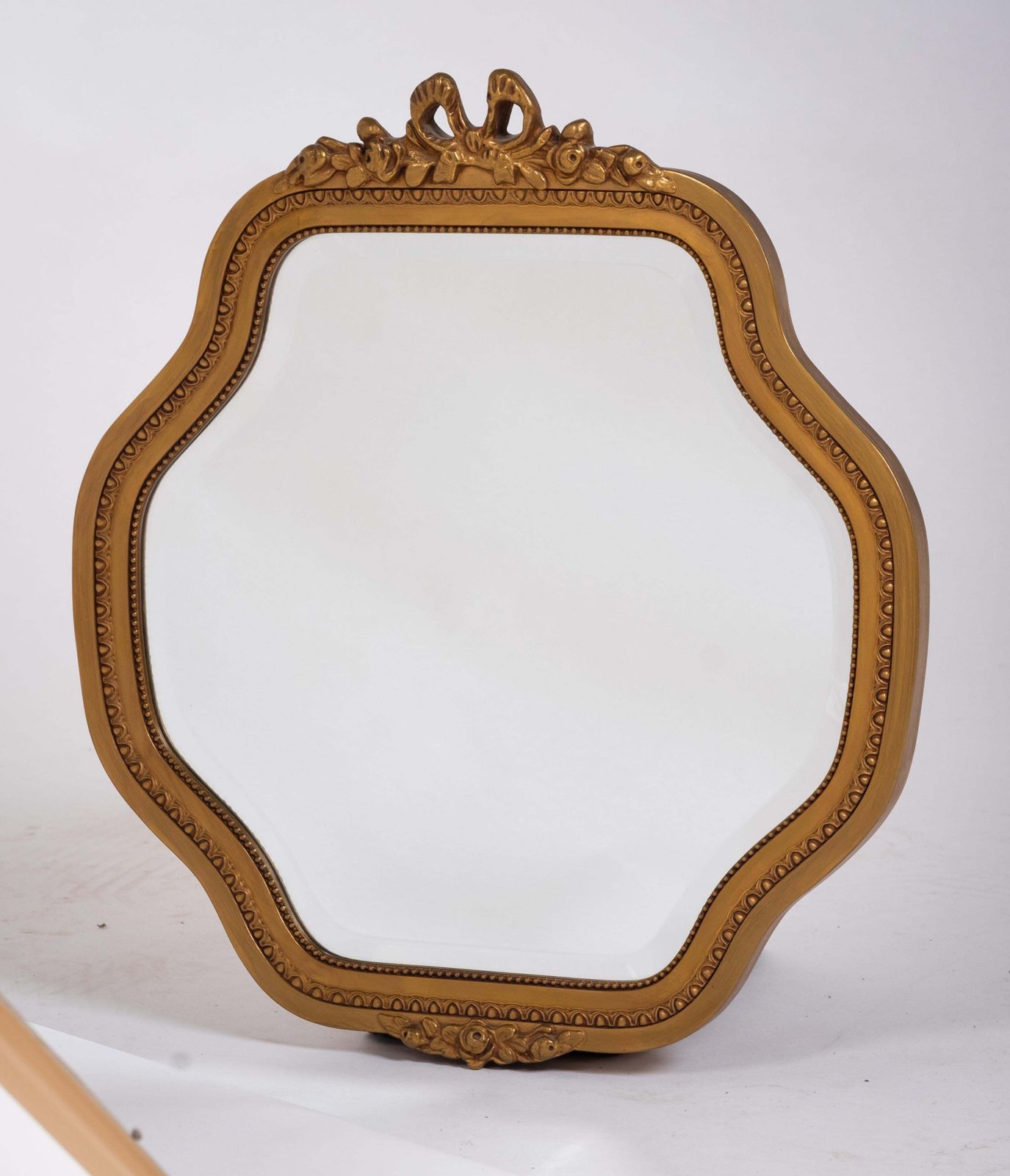Antique Gold Mirror With Faceted Glass, 1930s photo Home Decor