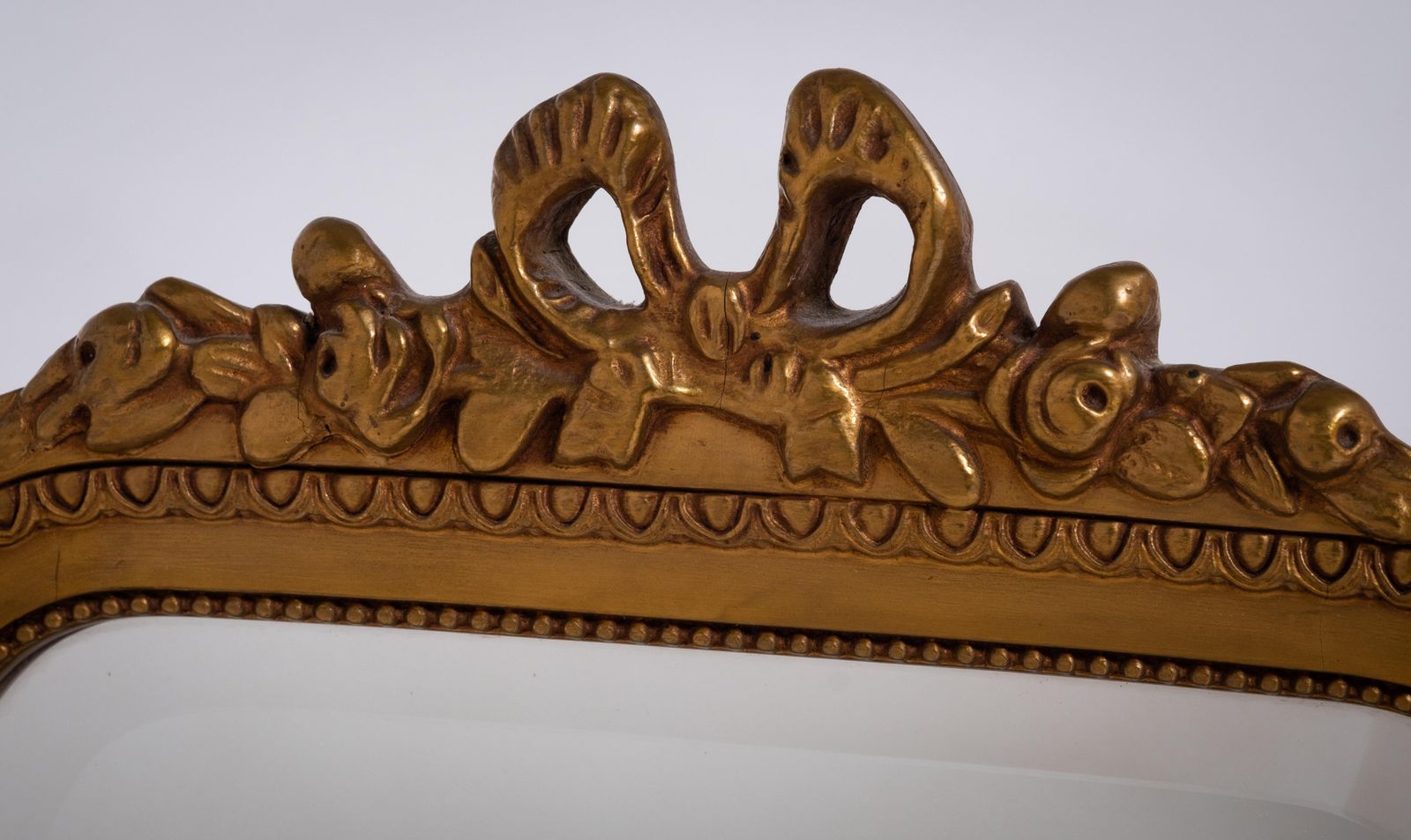 Antique Gold Mirror With Faceted Glass, 1930s photo 488.0