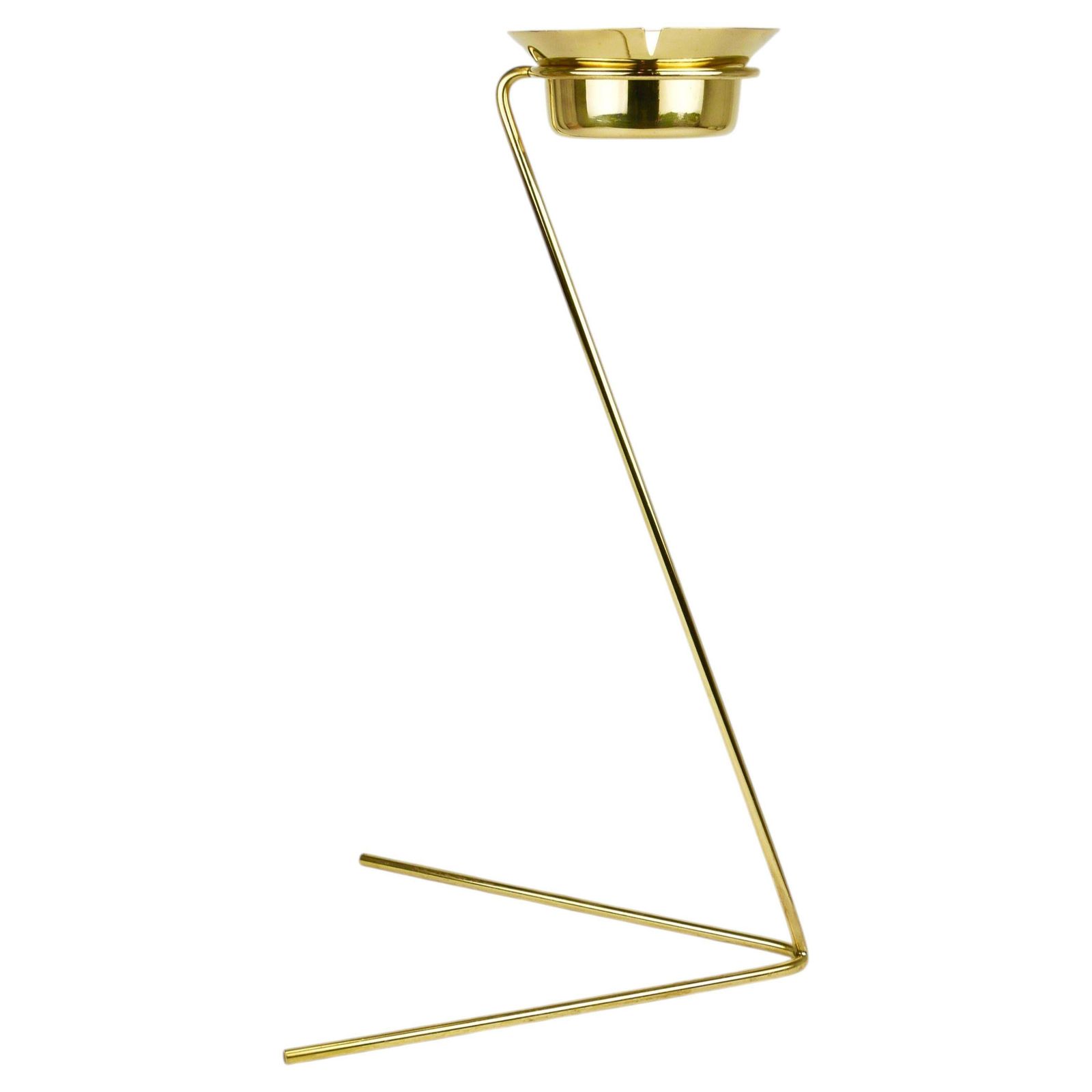 Rare Carl Auböck Brass Standing Floor Ashtray, Smoking Stand, Austria, 1950s