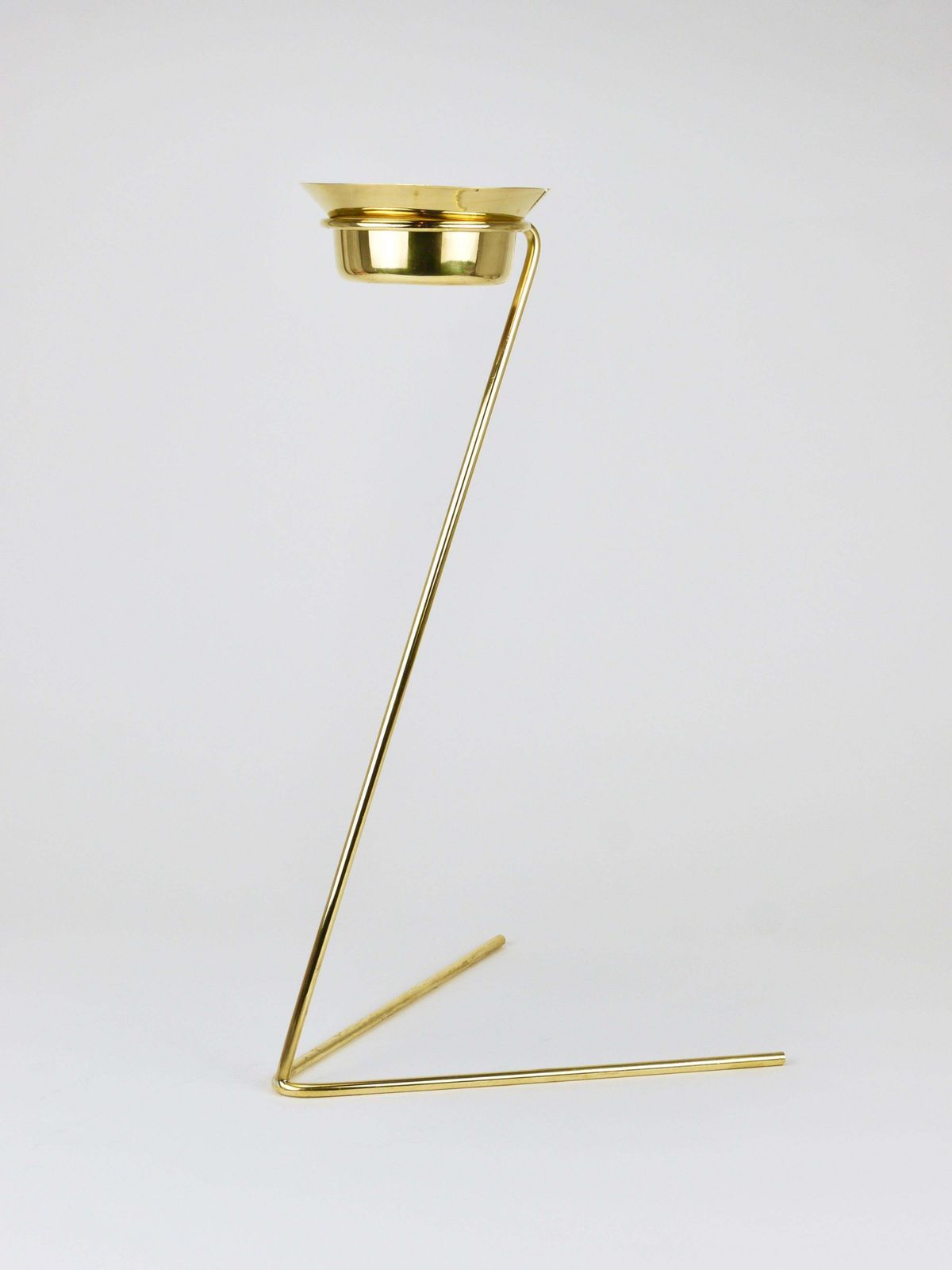 photo vinterior Rare Carl Auböck Brass Standing Floor Ashtray, Smoking Stand, Austria, 1950s