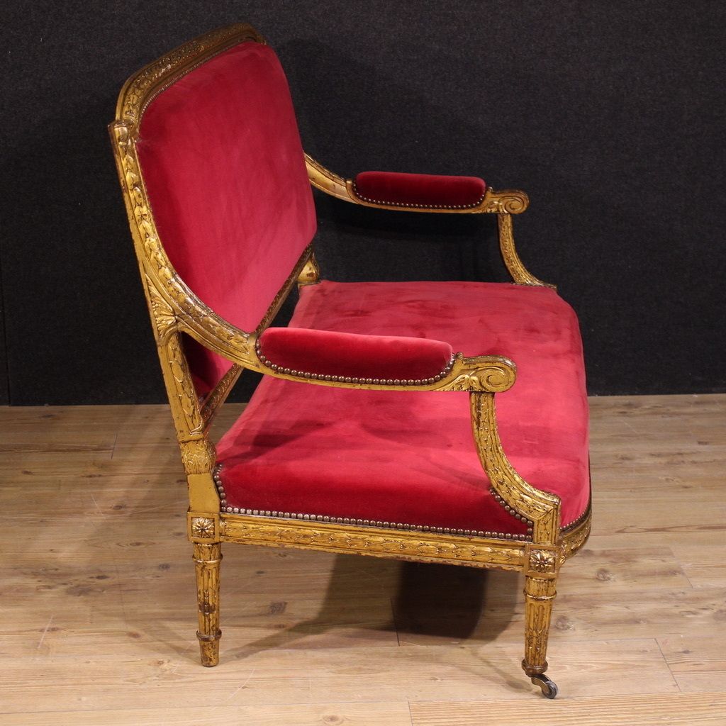 Antique French Red Velvet Sofa From The 19th Century photo buy