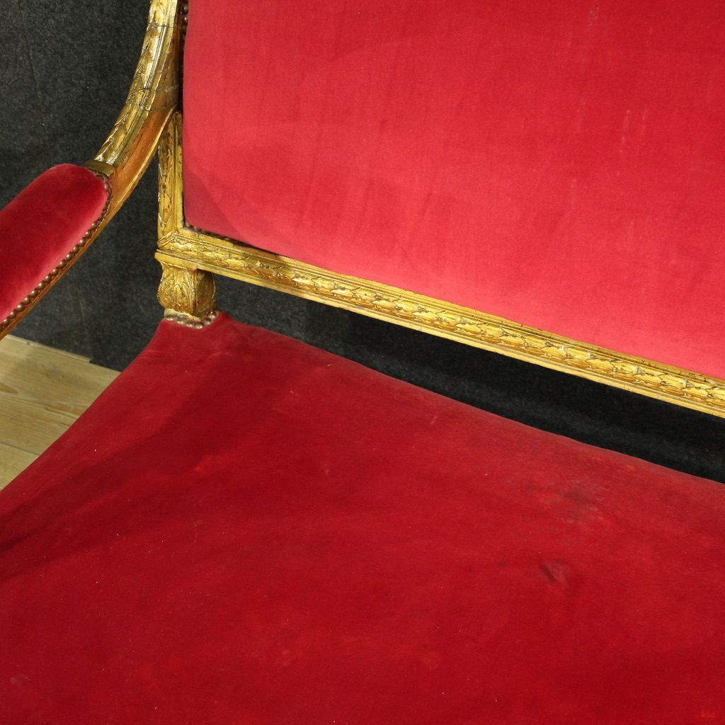 photo for sale Antique French Red Velvet Sofa From The 19th Century