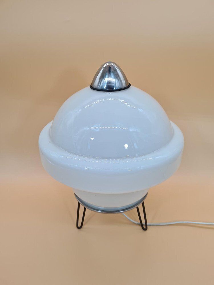 Vintage Space Age Table Lamp In Frosted Glass, 1960s photo for sale
