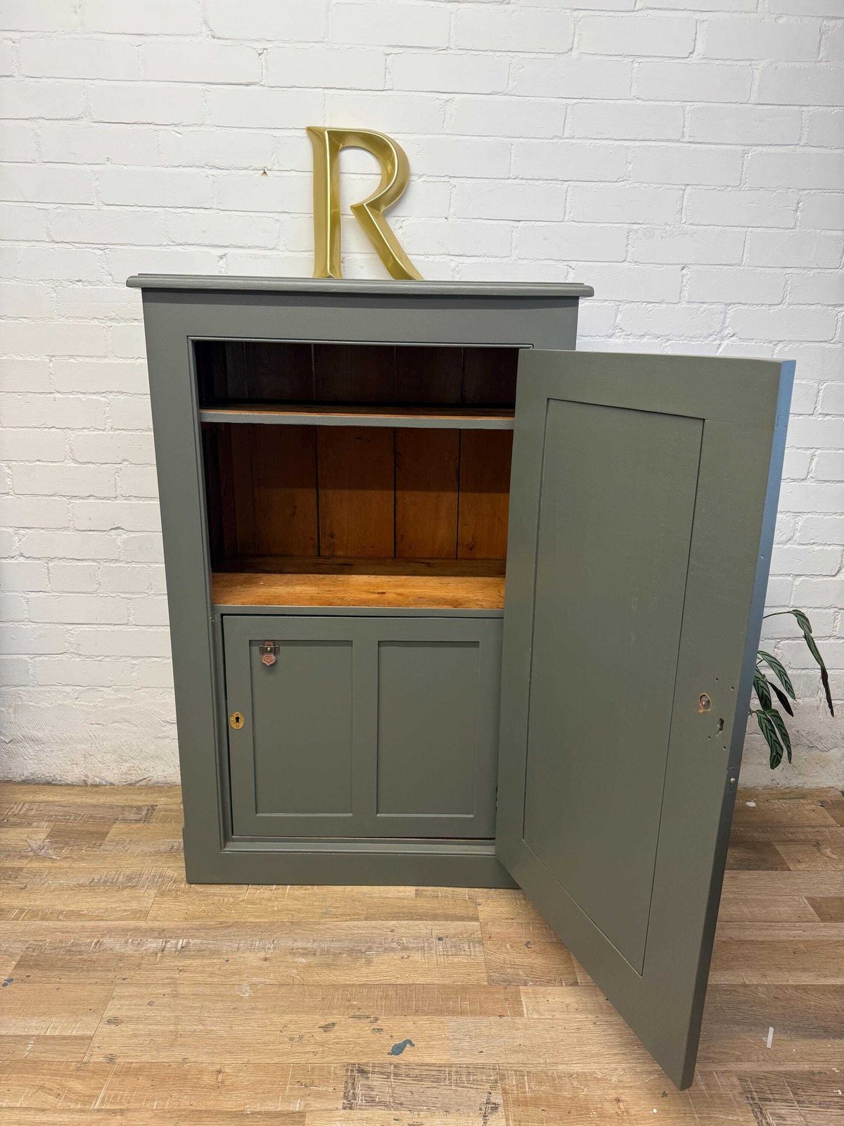 Vintage Painted Cupboard In Little Greene “Pompeian Ash” – Storage Cabinet photo buy