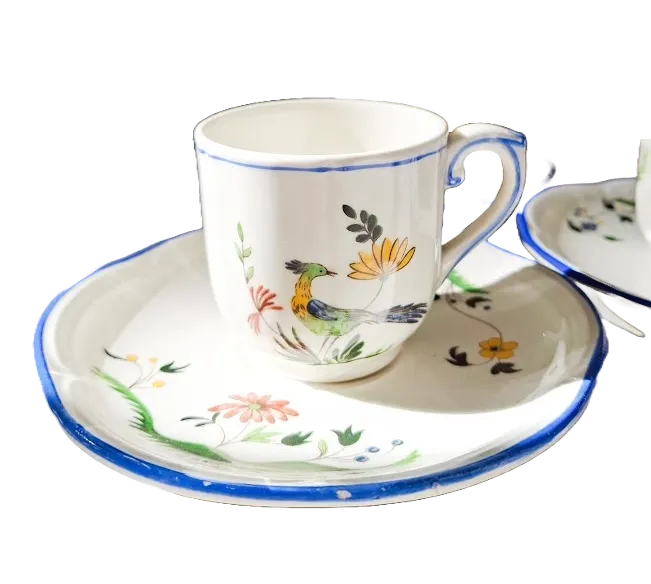 Set Of 3 Vintage Cups And Saucers From Gien, France photo furniture
