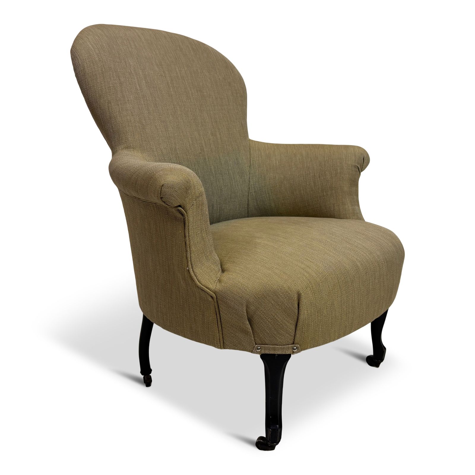 Antique Armchair In Neutral Fabric