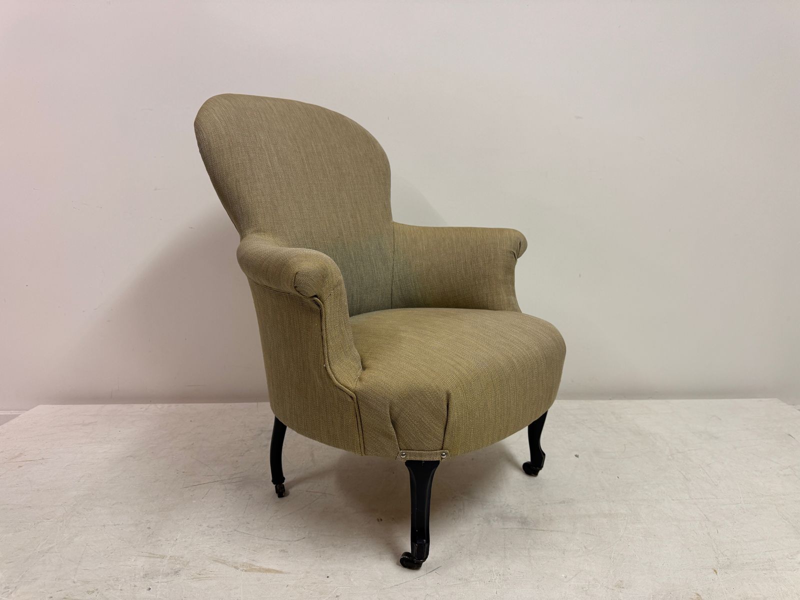 photo for sale Antique Armchair In Neutral Fabric