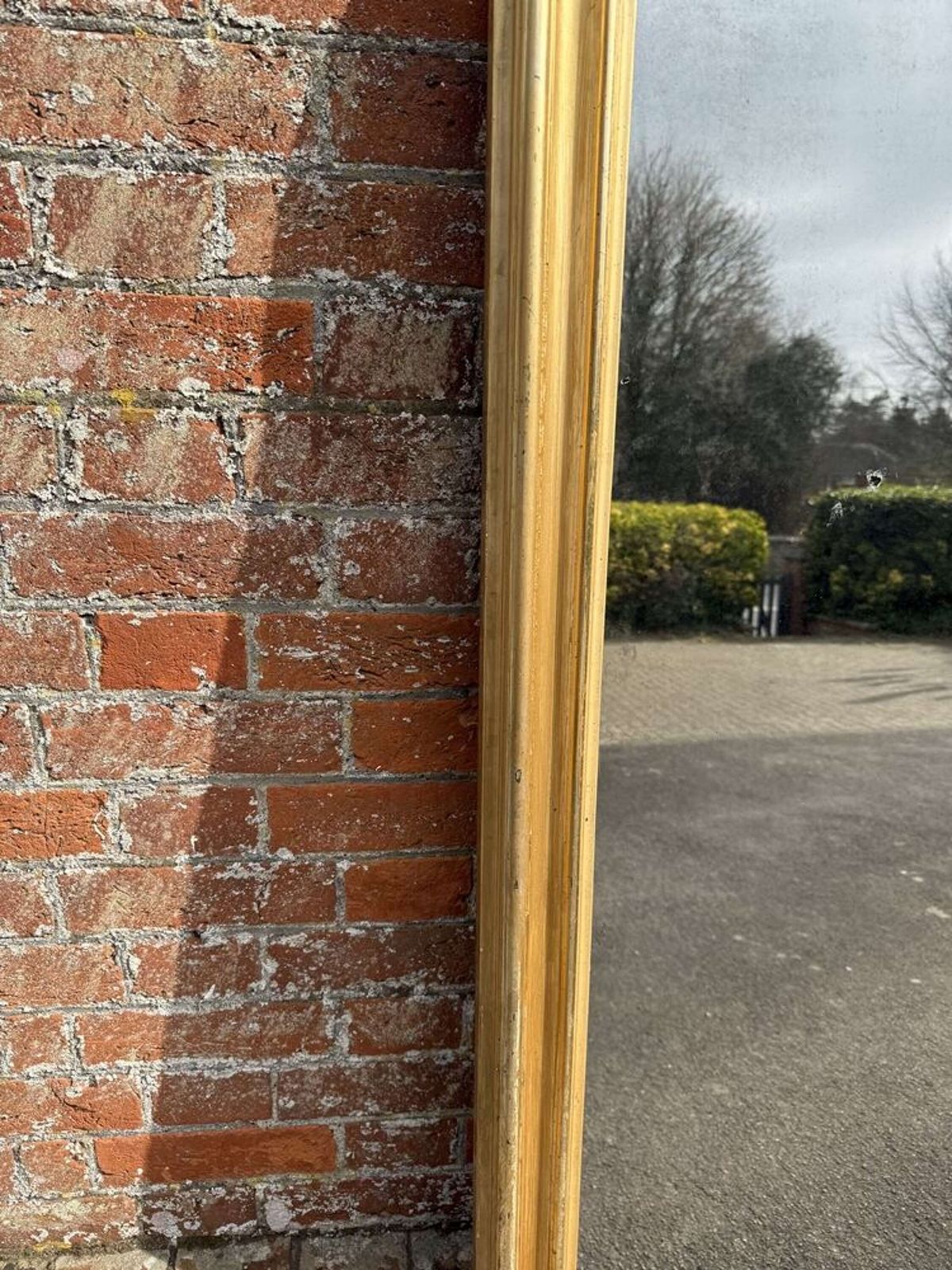 A Wonderful Large Antique French 19th C Arched Top Silver/Gilt Mirror. photo for sale