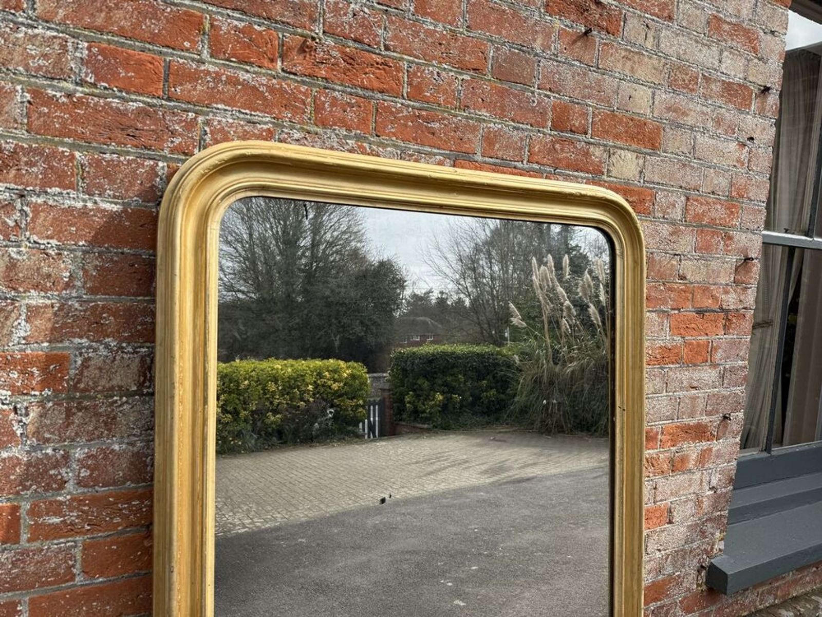 A Wonderful Large Antique French 19th C Arched Top Silver/Gilt Mirror. photo vinterior