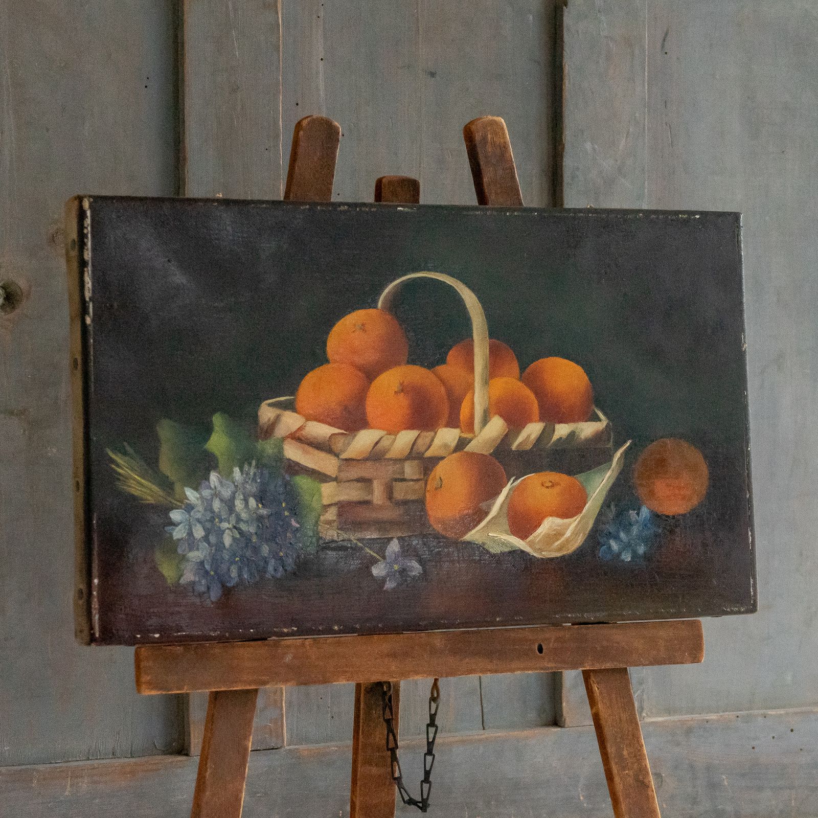 Still Life Oil Painting Of Fruit And Flowers photo furniture