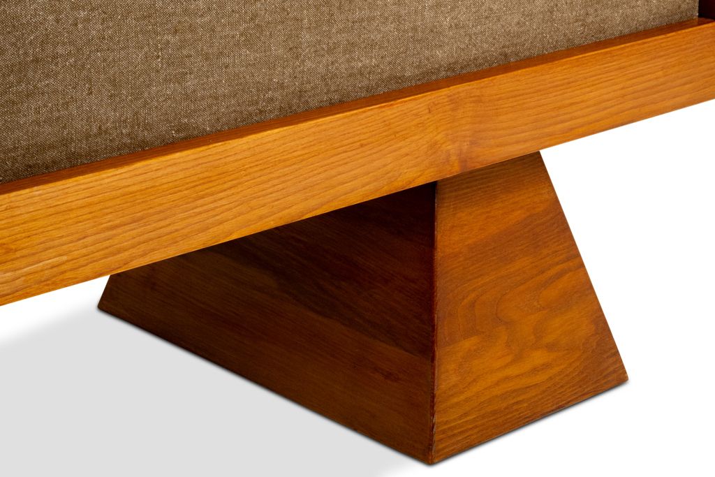 Bench In Ash Wood And Green Mohair Velvet. Contemporary photo vinterior