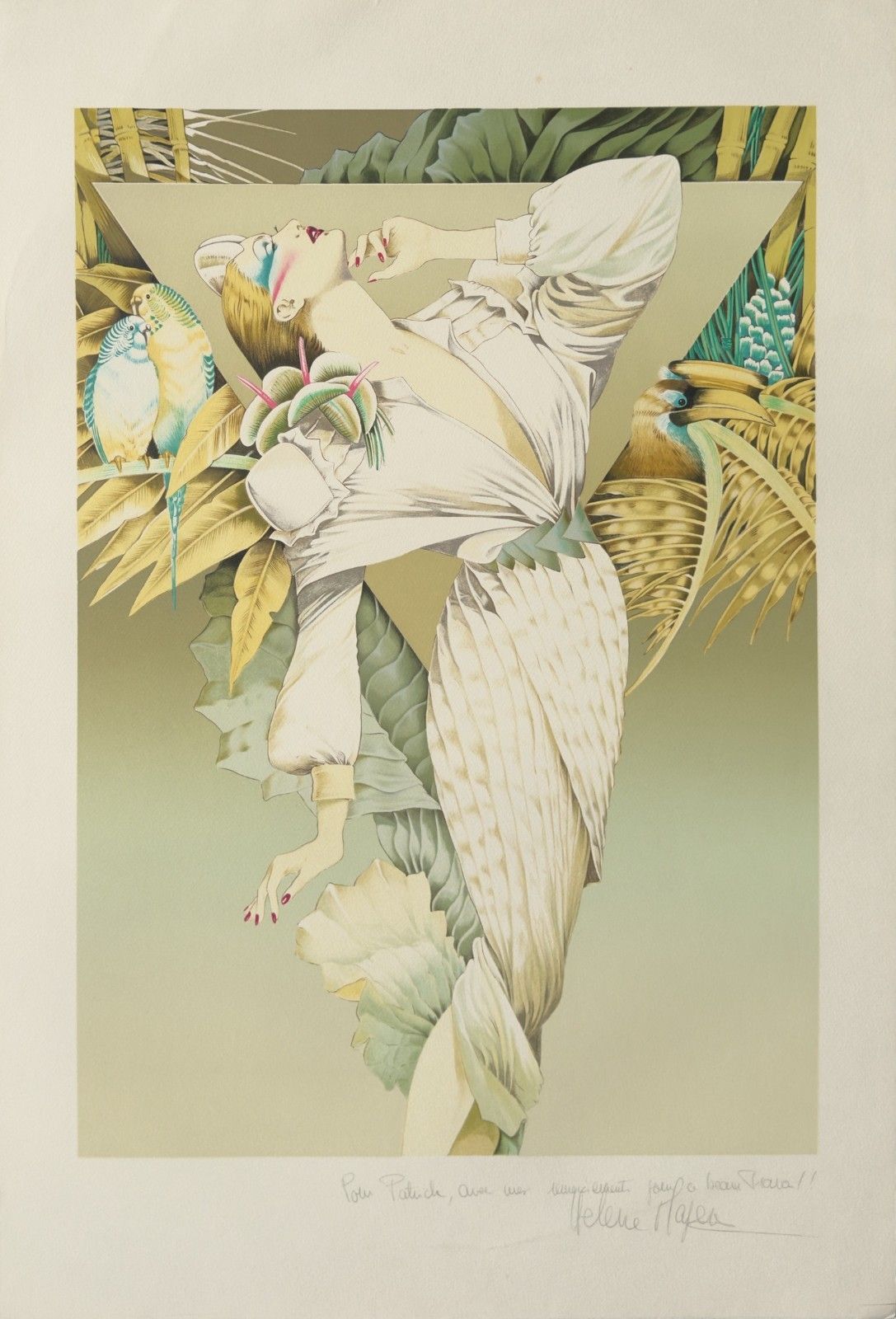 Helene Majera Beautiful Original Lithograph Signed Woman Art 1986