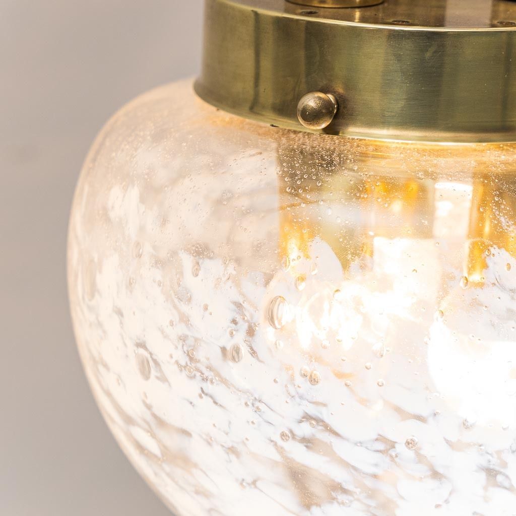 Vintage Brass And Blown Glass Pendant Lamp – 1960s Design Chandelier photo Lighting