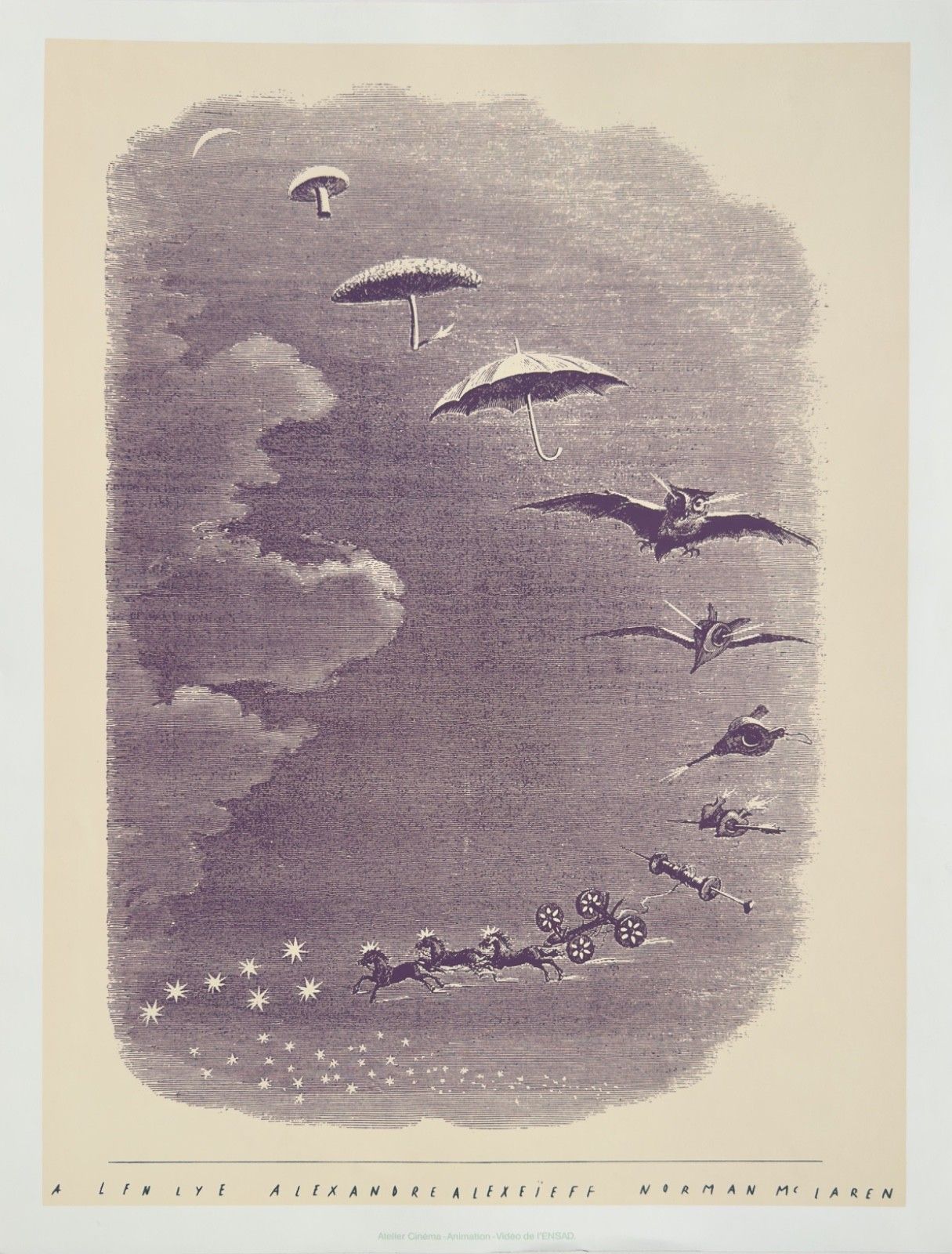 Alexis Alexeieff Original Screen Print Cinema Art 1988