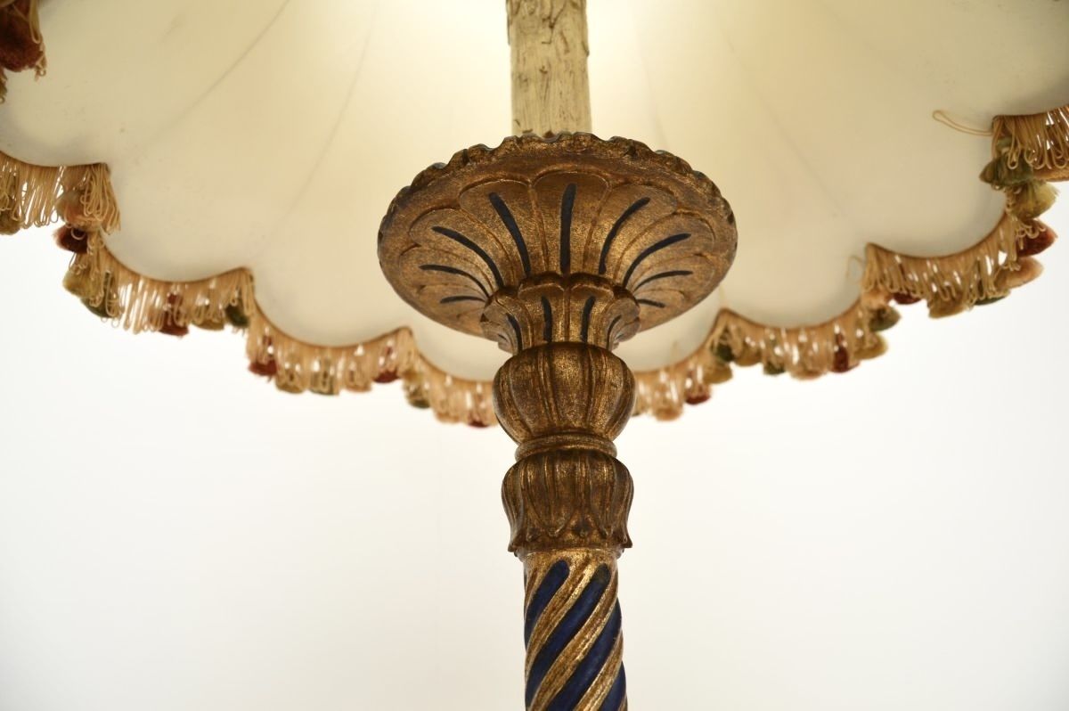 Antique Victorian Gilt Wood Floor Lamp photo vintage