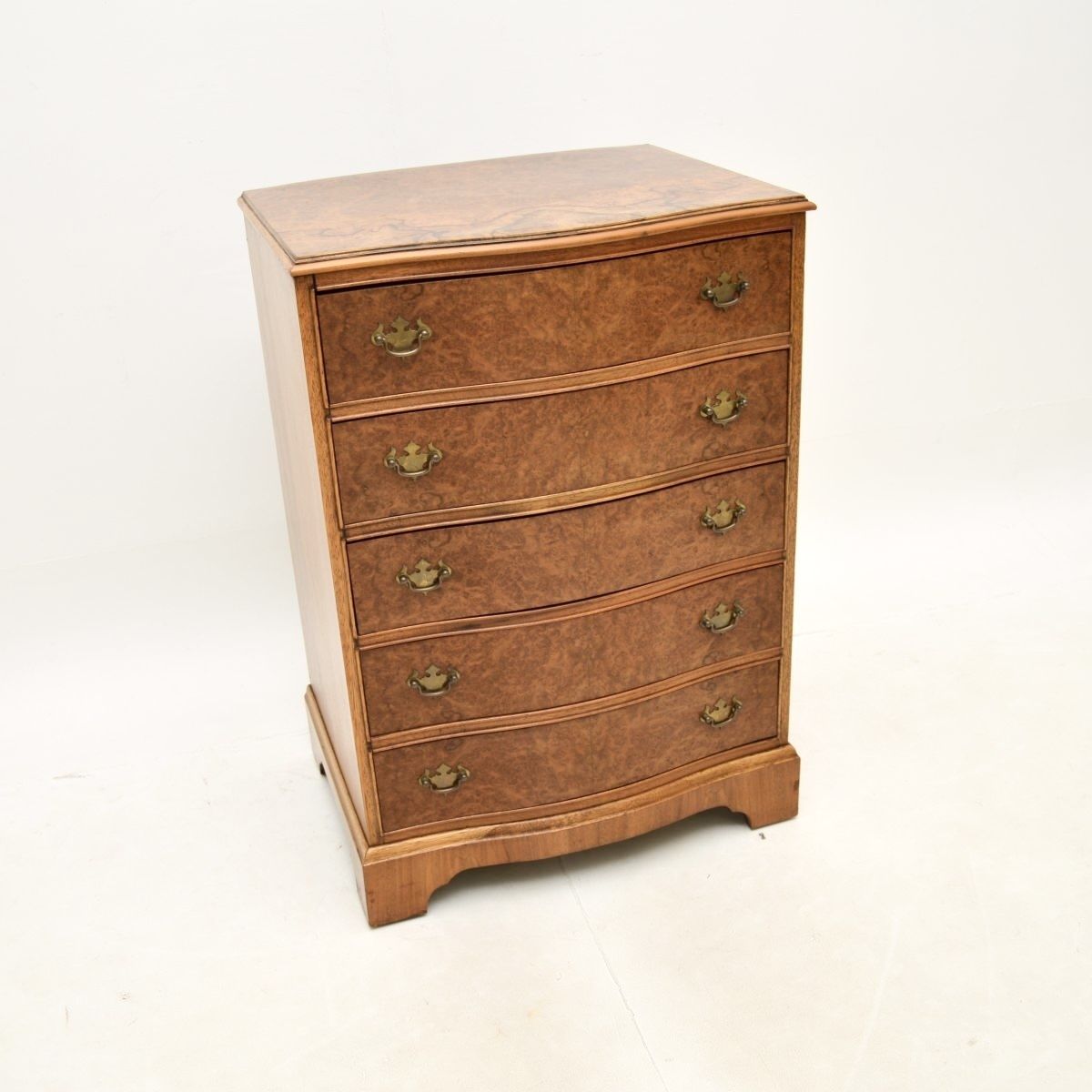 Antique Serpentine Burr Walnut Chest Of Drawers