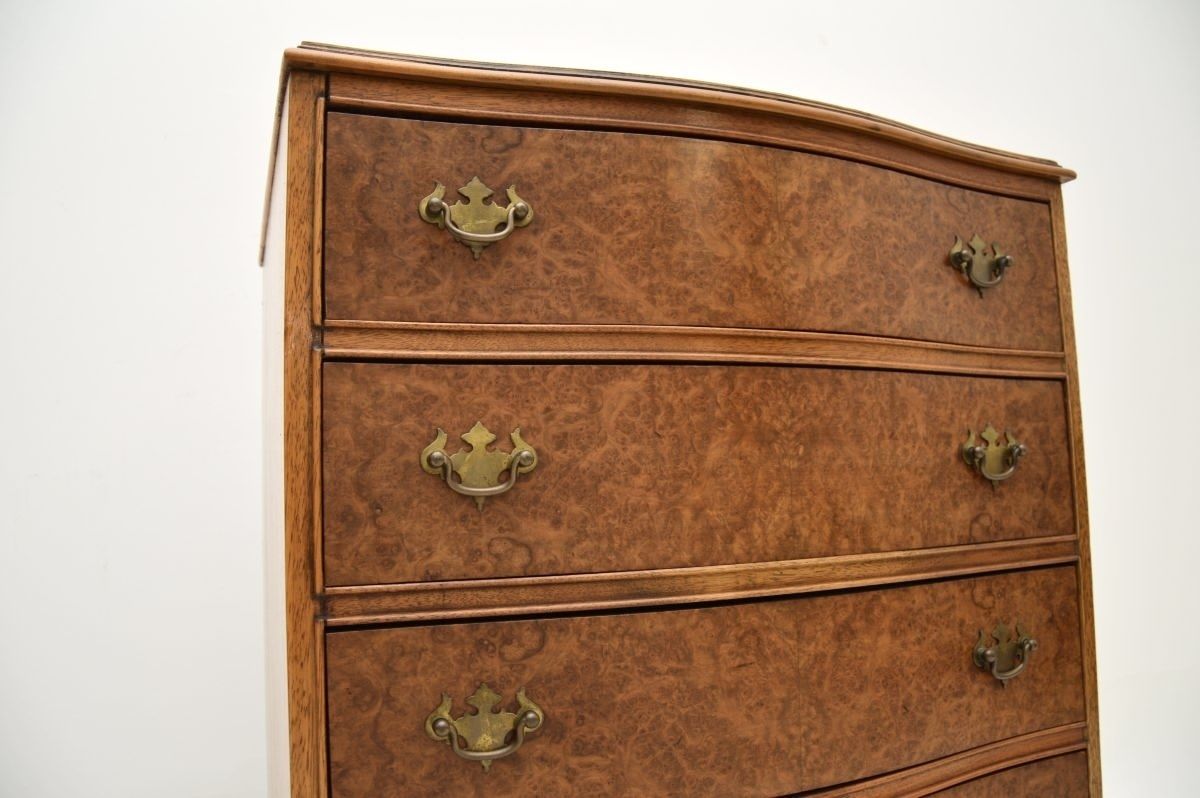Antique Serpentine Burr Walnut Chest Of Drawers photo for sale