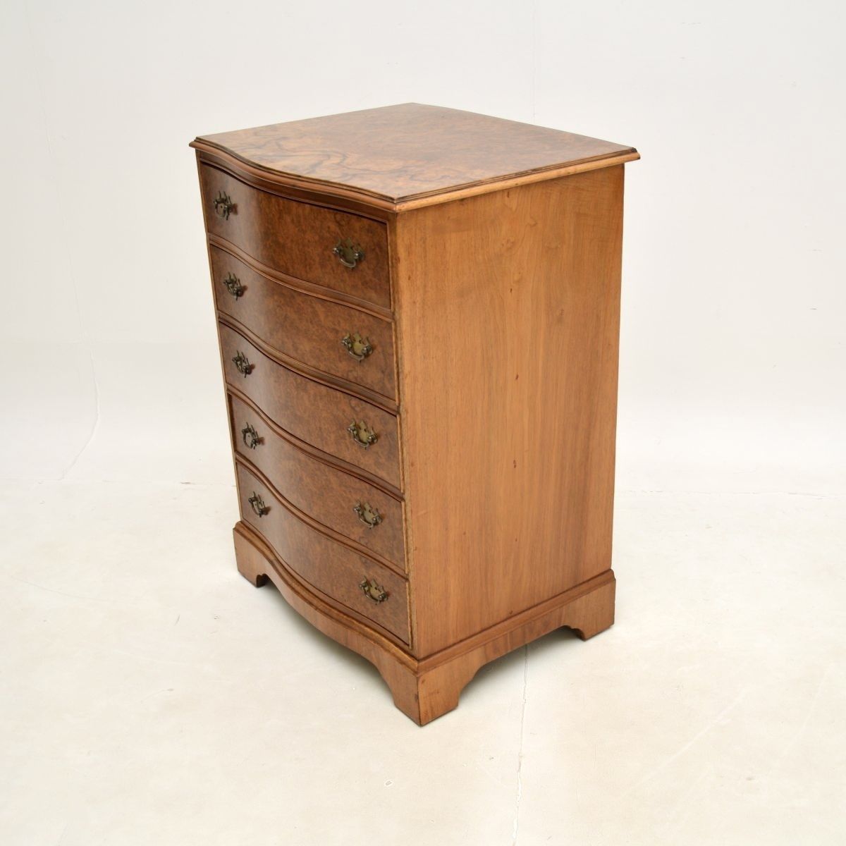 Antique Serpentine Burr Walnut Chest Of Drawers photo vinterior